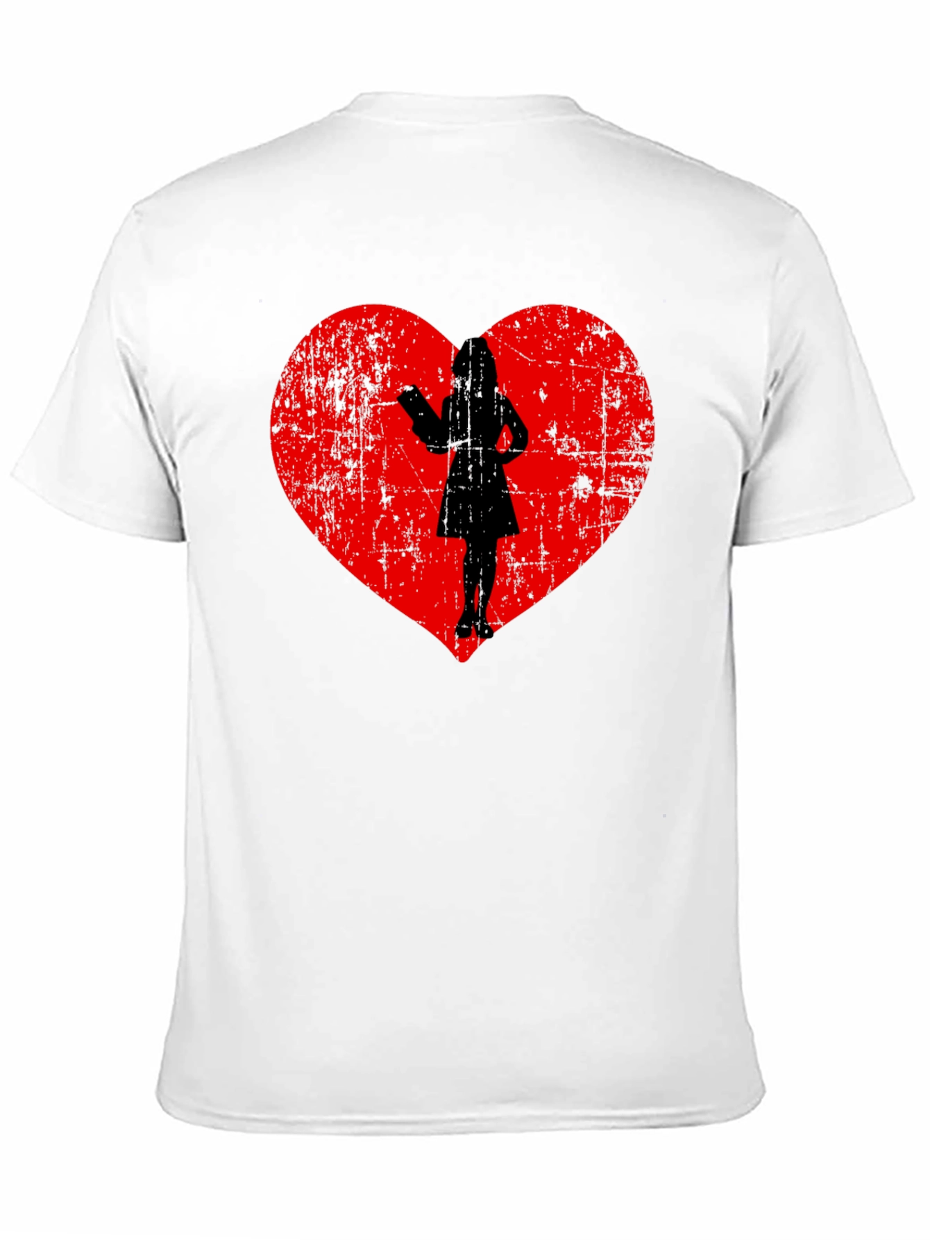 Heart Silhouette Graphic Tee - Black Cotton Blend