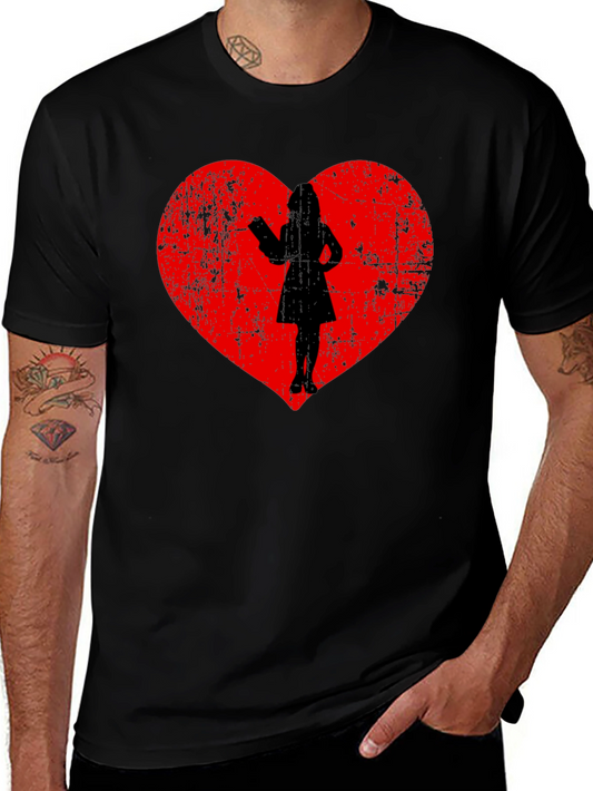 Heart Silhouette Graphic Tee - Black Cotton Blend