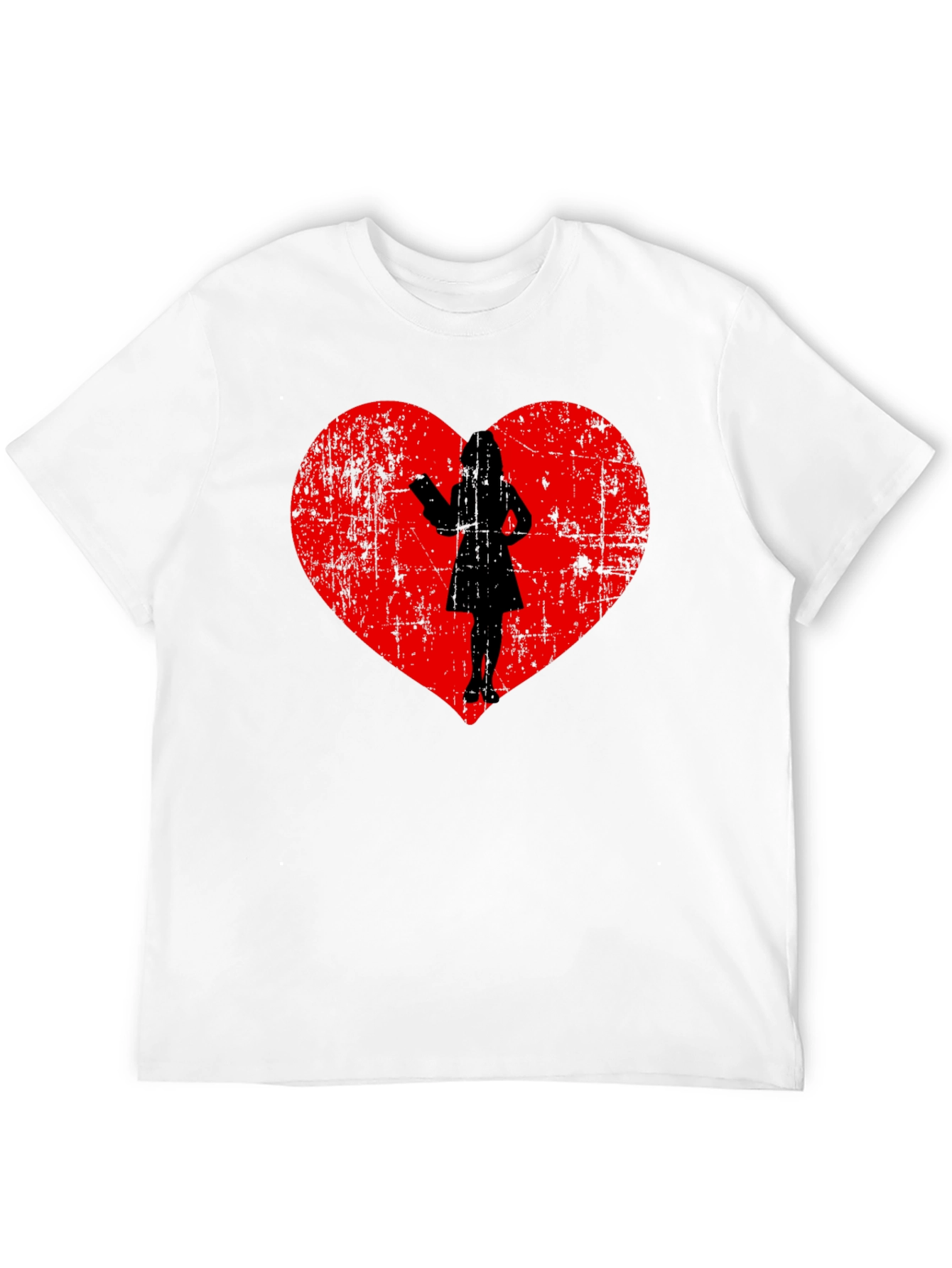 Heart Silhouette Graphic Tee - Black Cotton Blend
