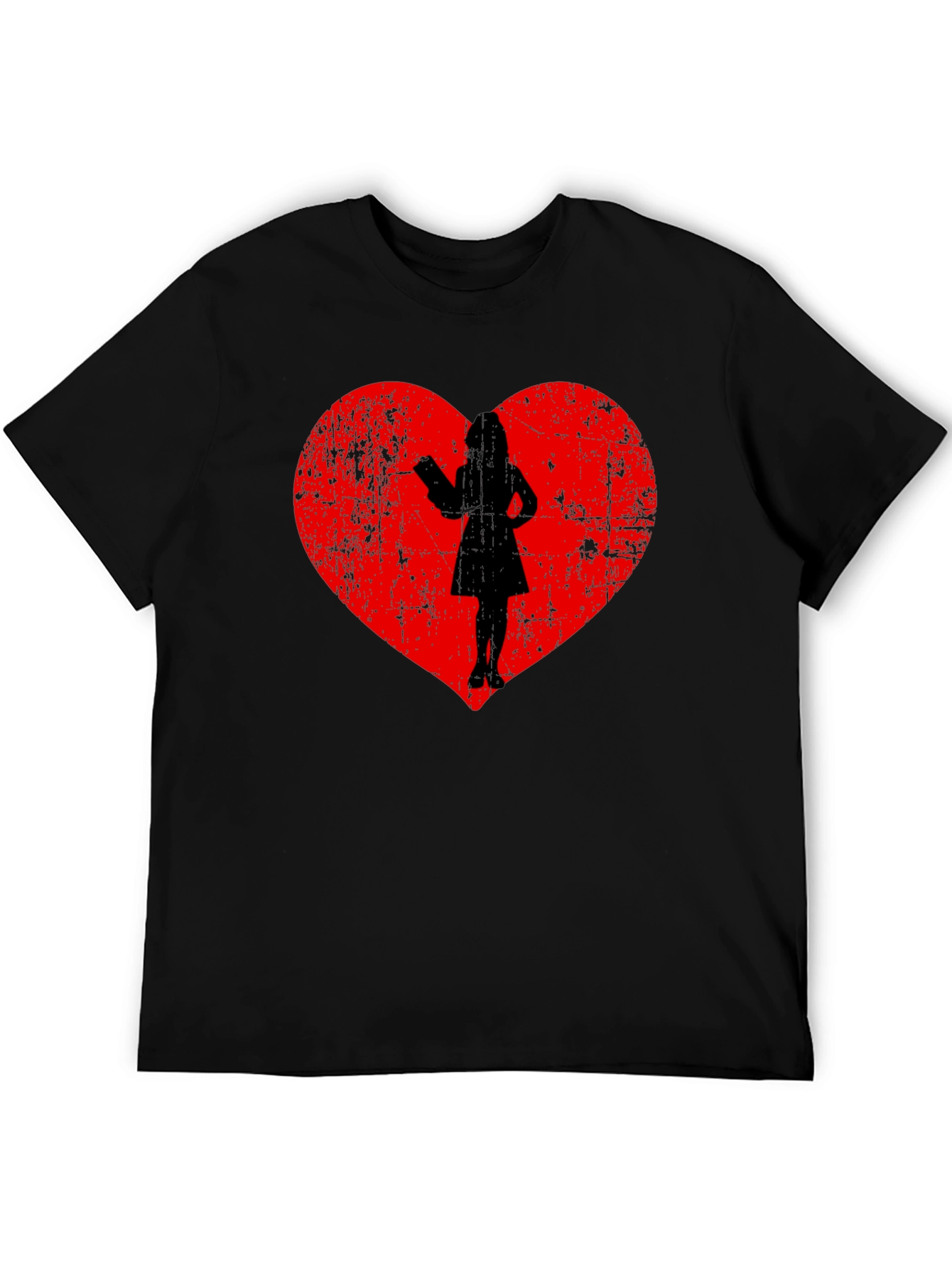 Heart Silhouette Graphic Tee - Black Cotton Blend