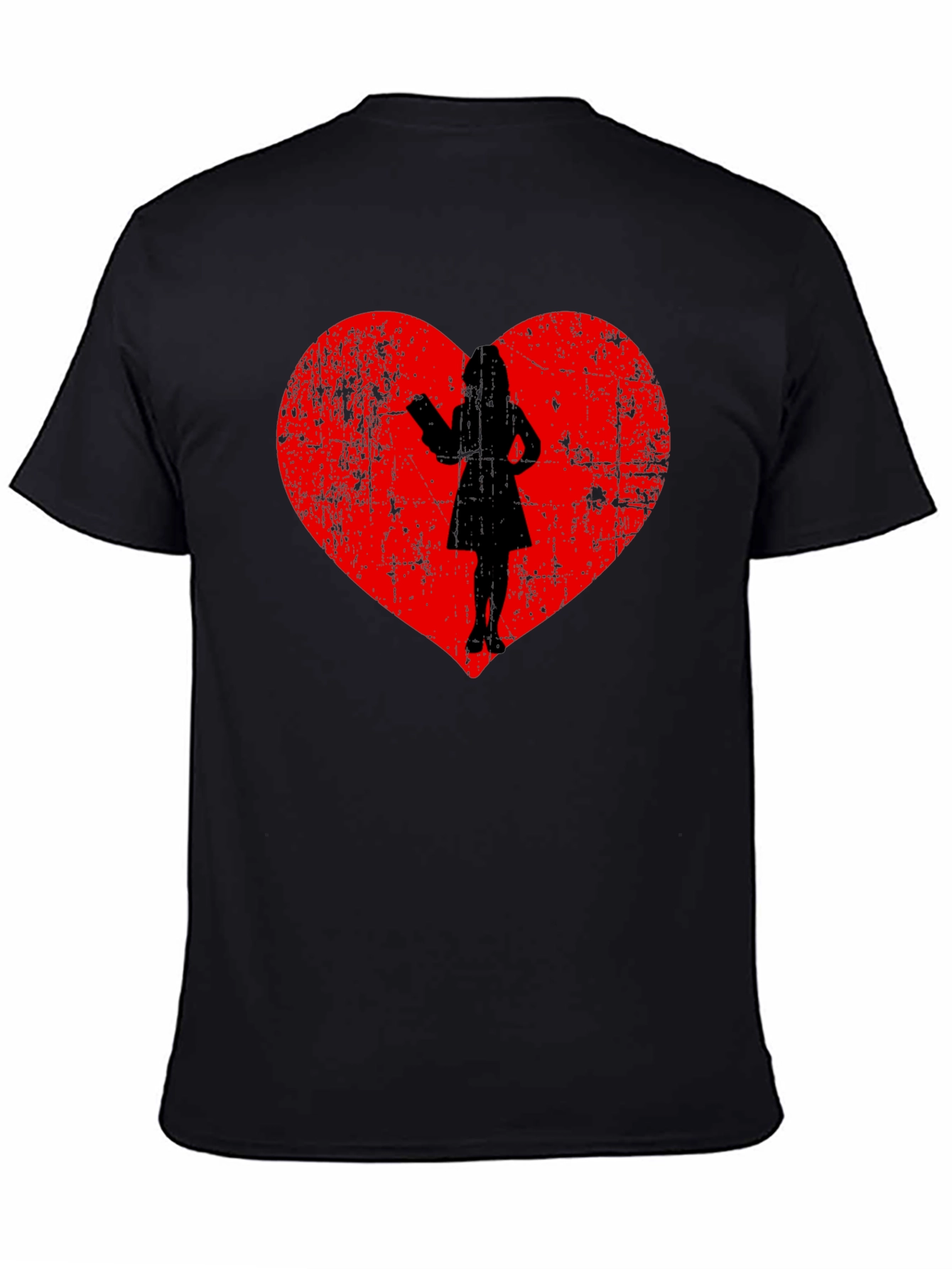 Heart Silhouette Graphic Tee - Black Cotton Blend