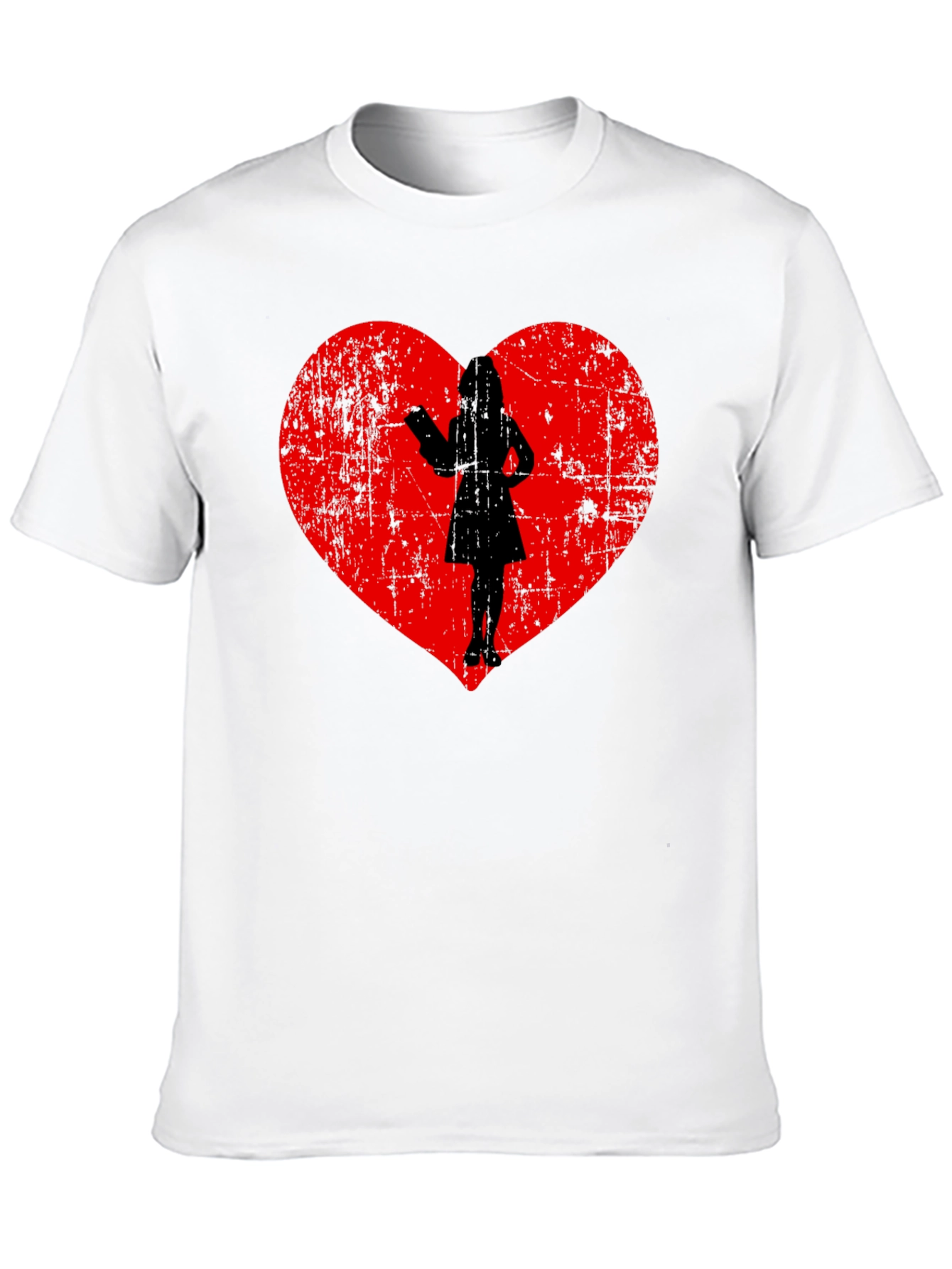 Heart Silhouette Graphic Tee - Black Cotton Blend