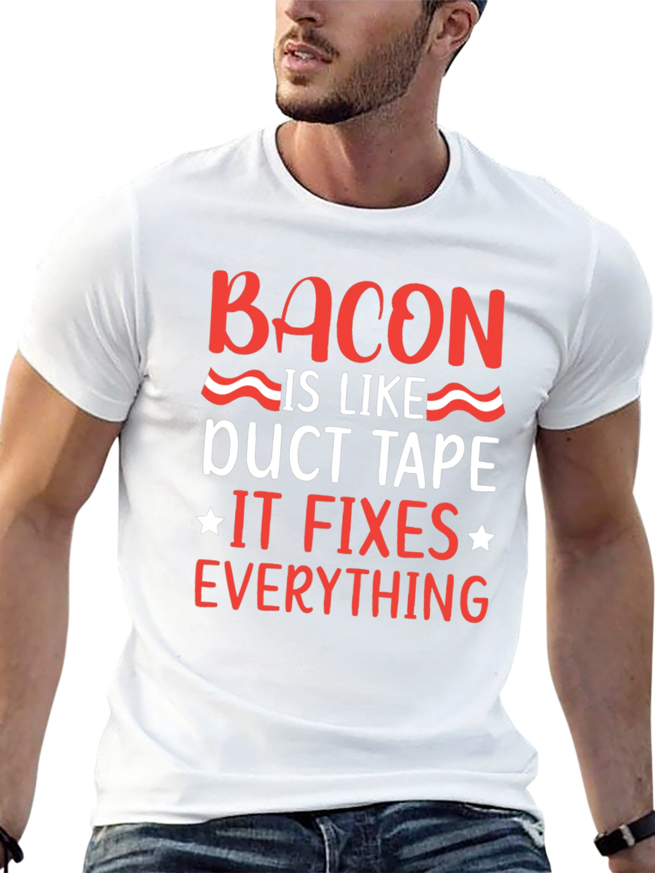 Bacon Duct Tape Fixes Everything Black Graphic Tee