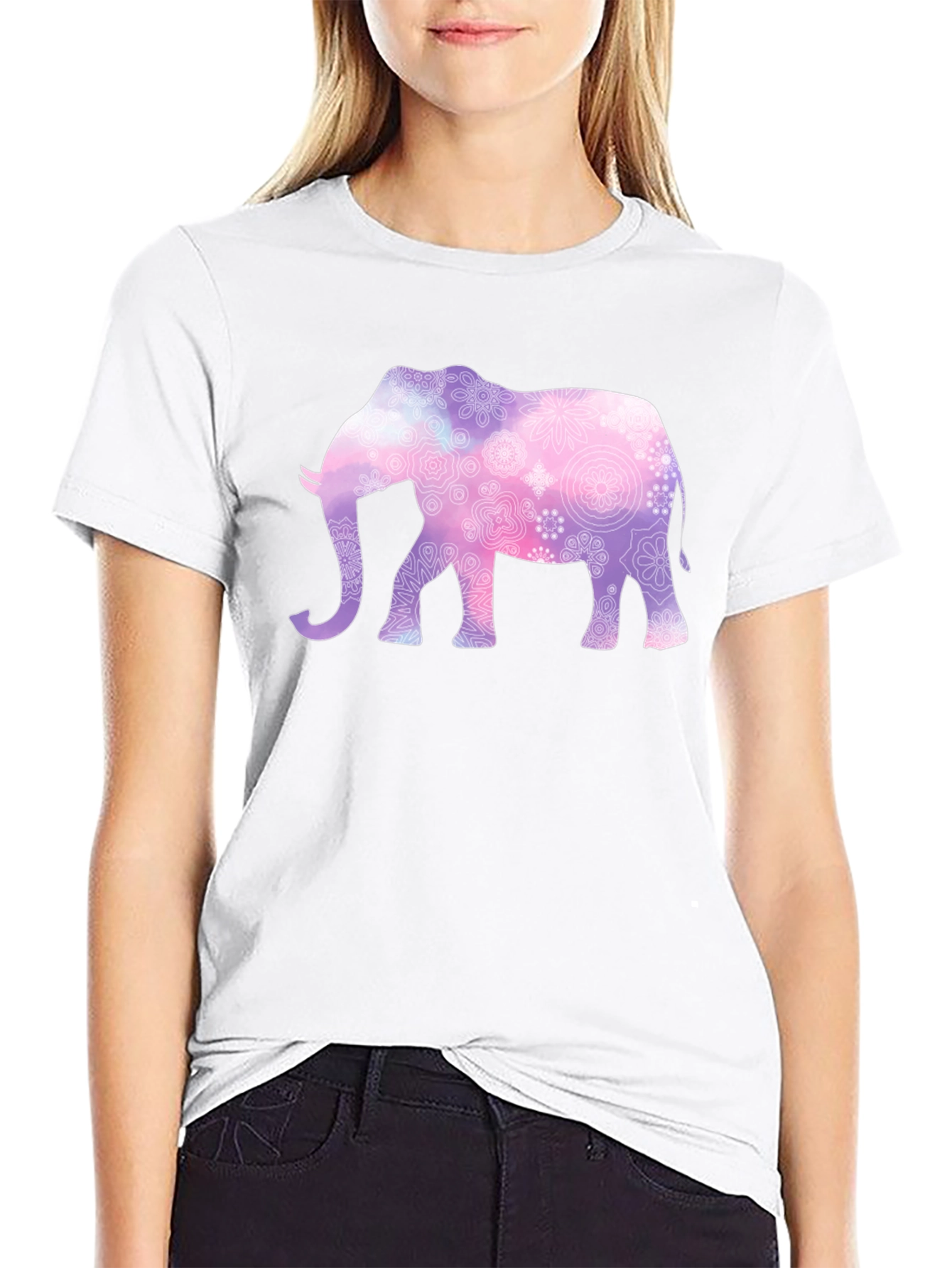 Elephant Mandala Graphic Tee - Mens Black T-Shirt