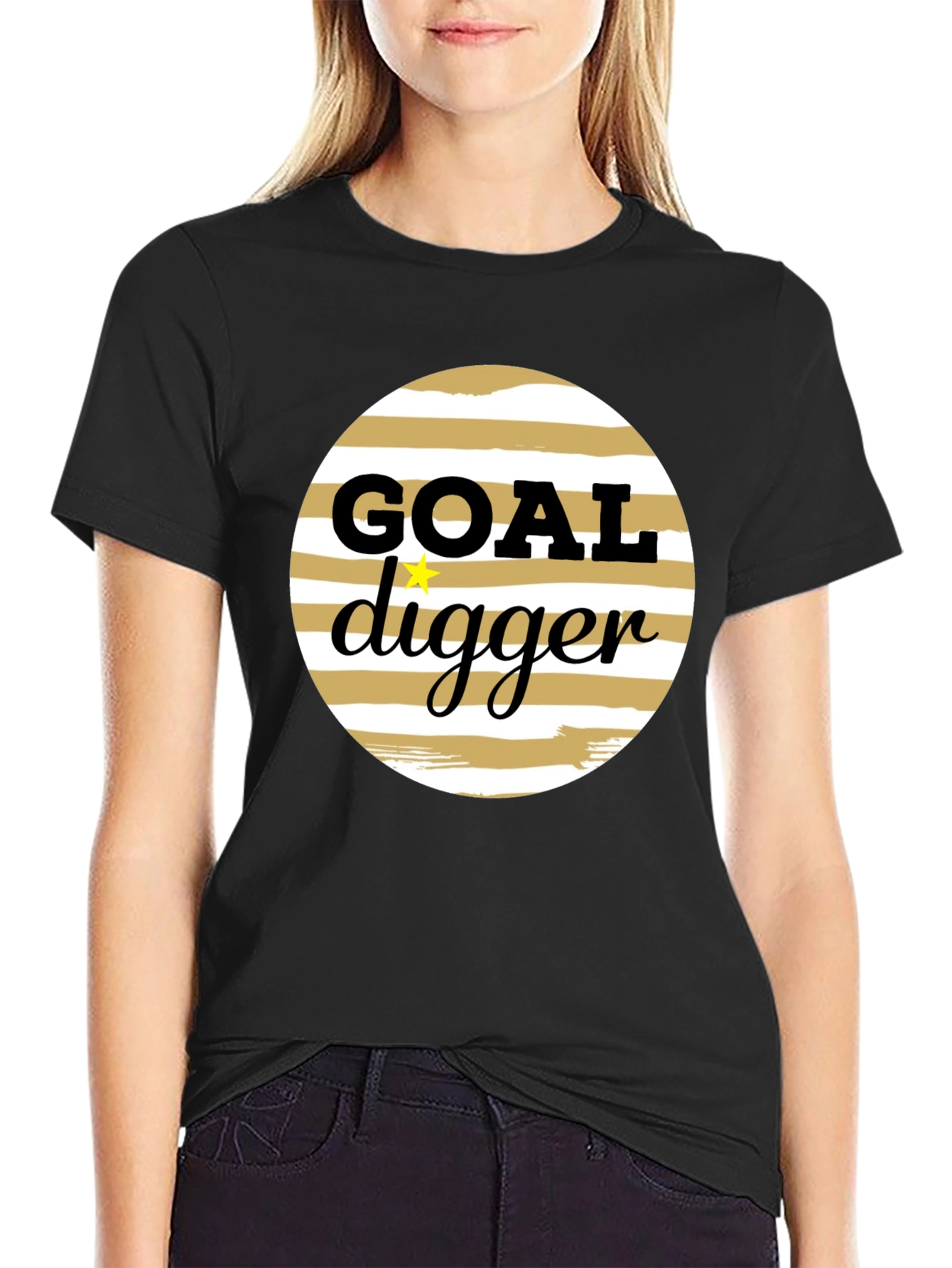 Goal Digger Graphic Tee - Black Crew Neck