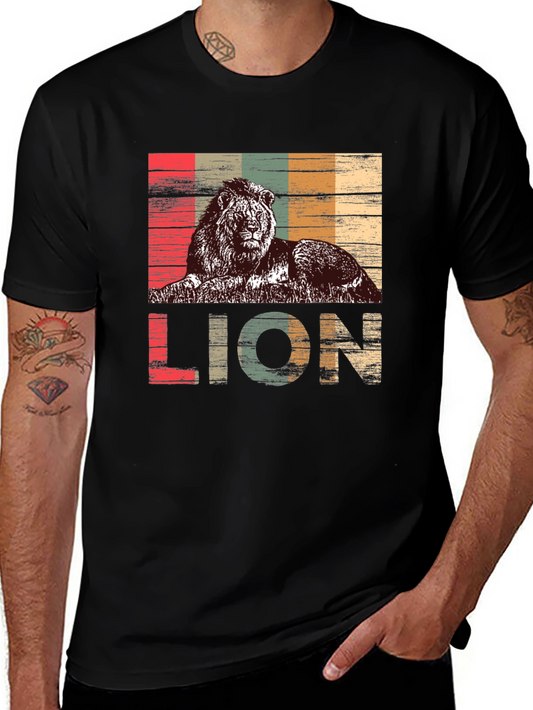 Vintage Lion Graphic Black T-Shirt