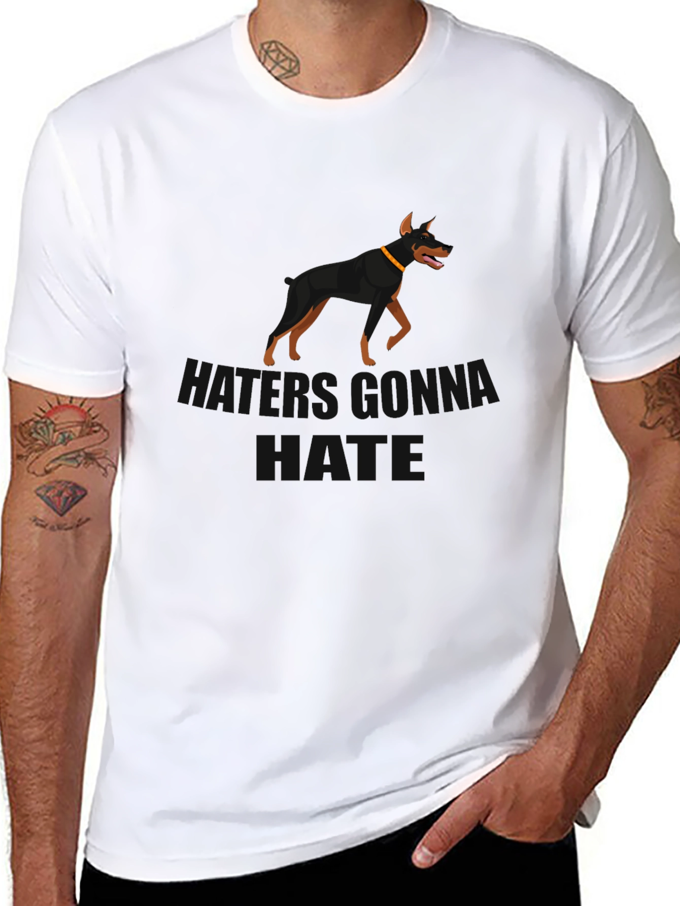 Doberman Silhouette Black T-Shirt - Dog Lover Gift