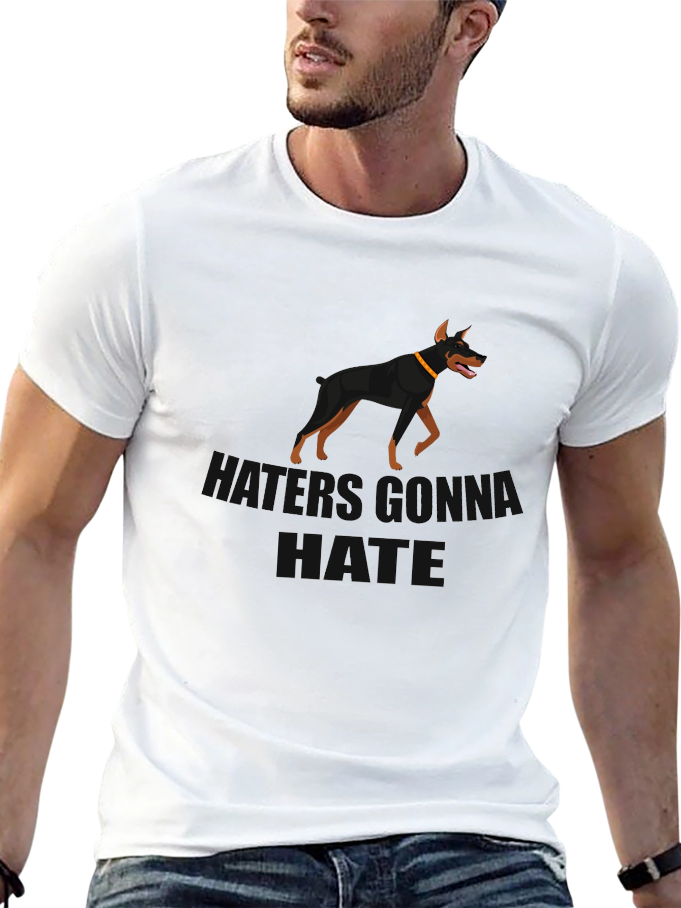Doberman Silhouette Black T-Shirt - Dog Lover Gift