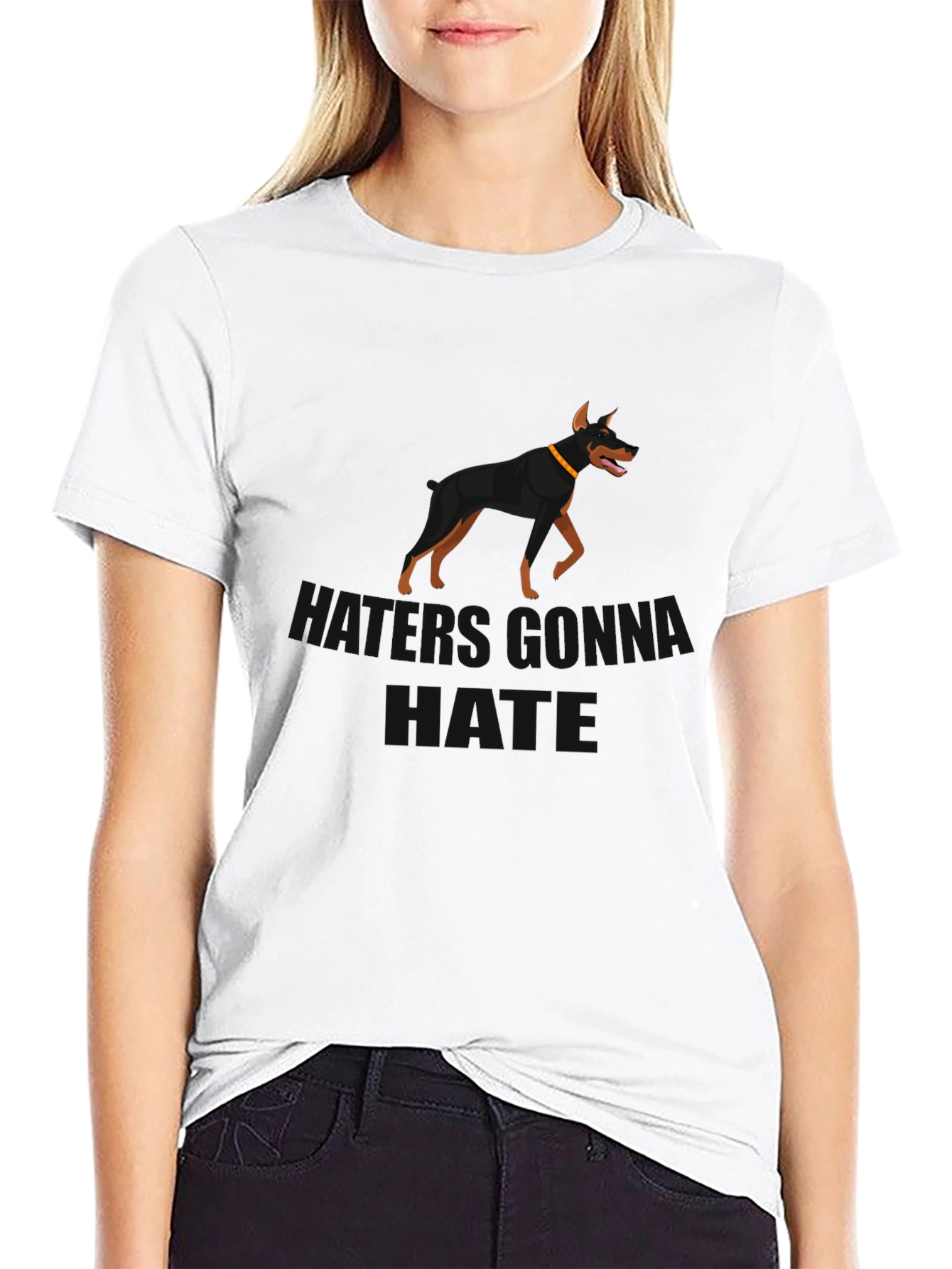 Doberman Silhouette Black T-Shirt - Dog Lover Gift