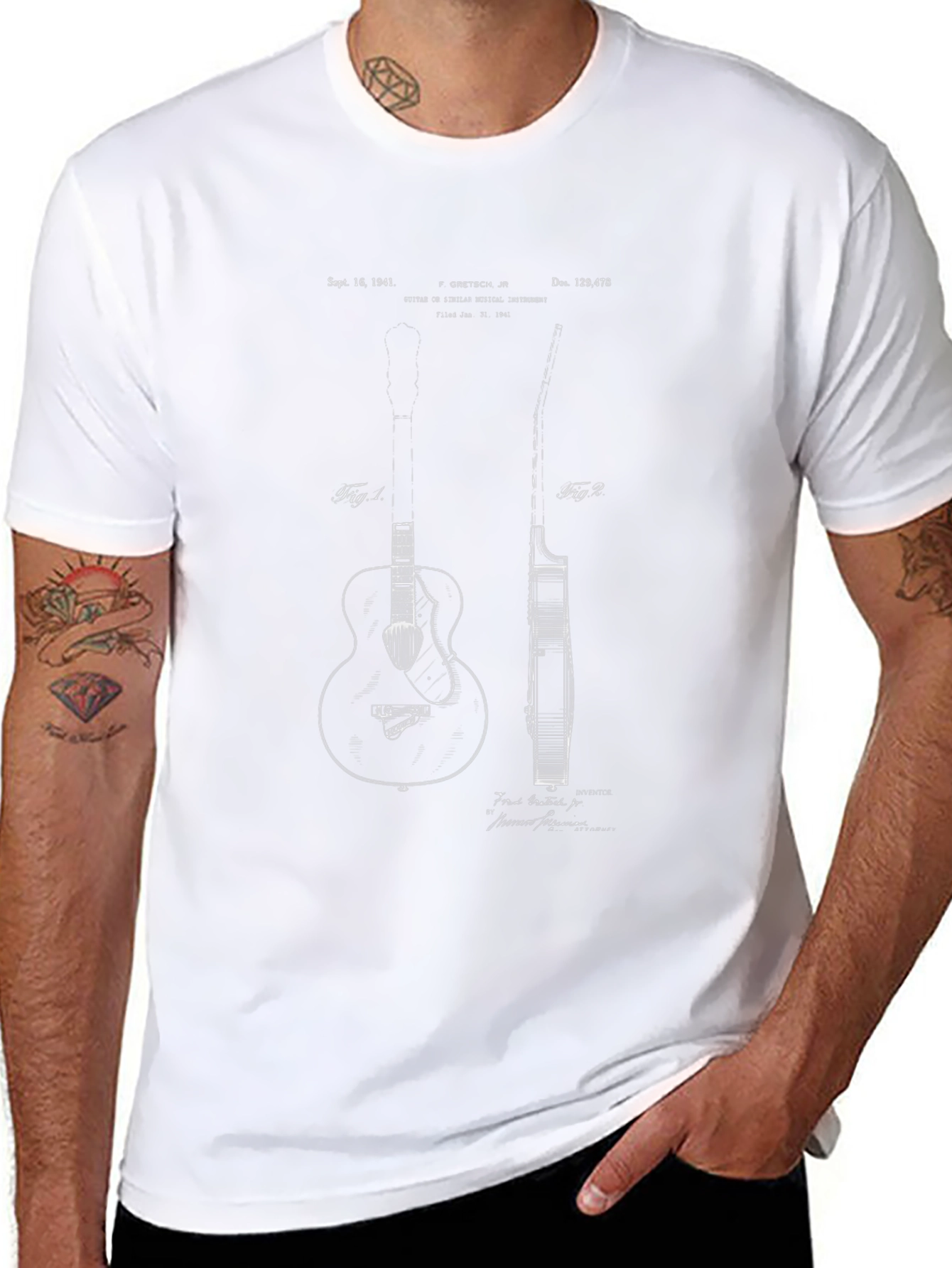 Guitar Blueprint Graphic Tee