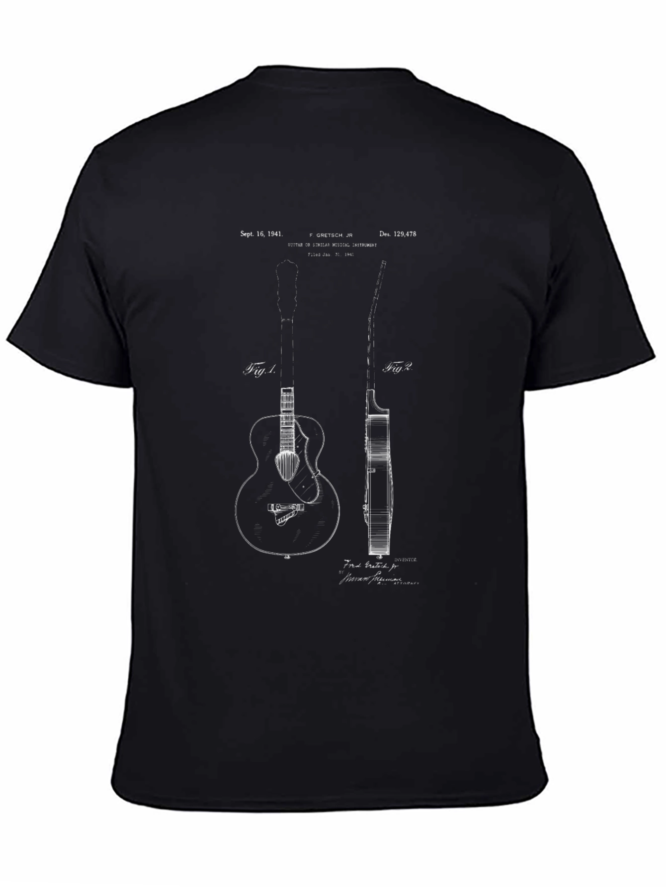 Guitar Blueprint Graphic Tee