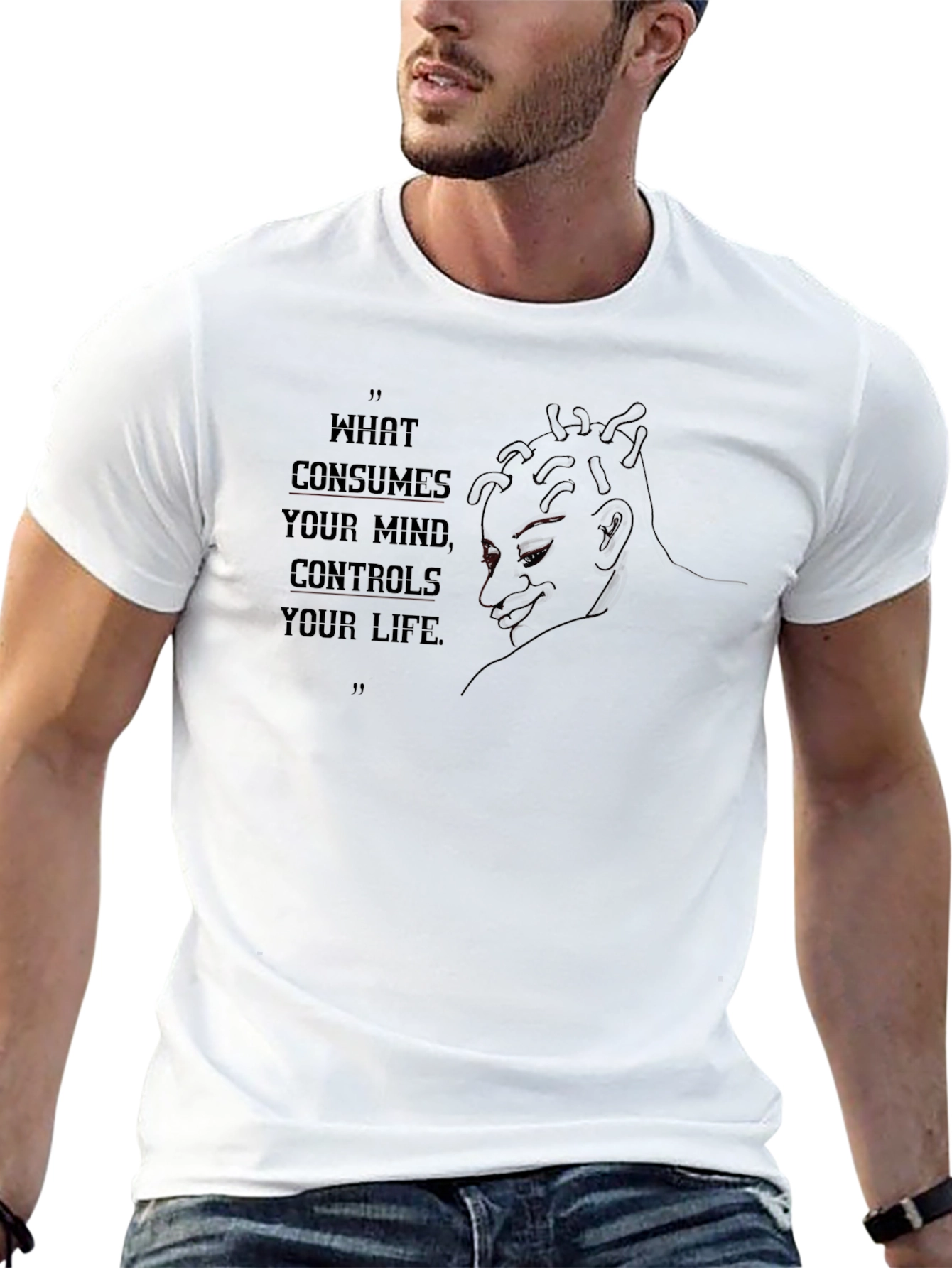 Mind Control Graphic Tee - Black Cotton Blend