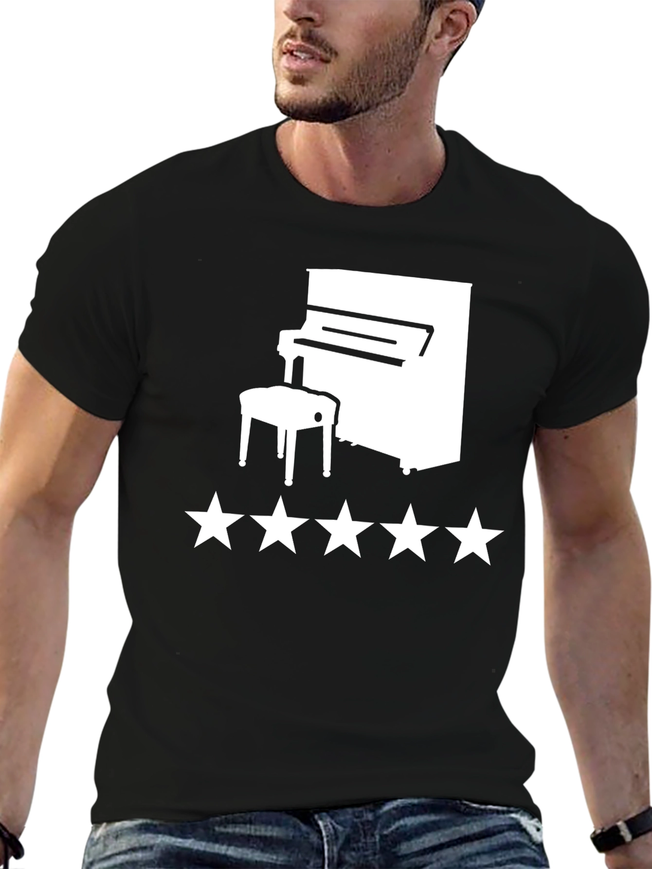 Piano Star T-Shirt - Black Graphic Tee