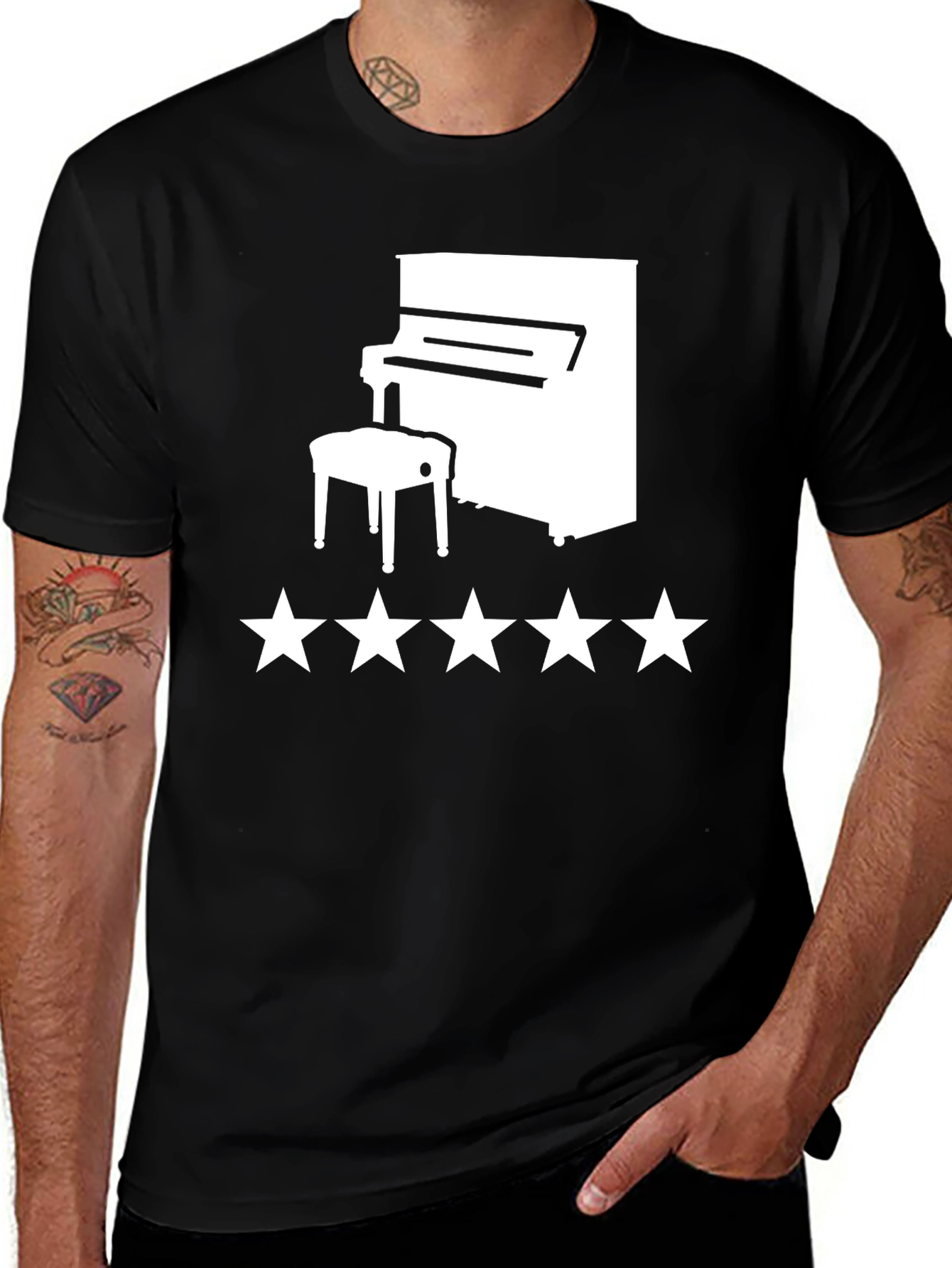 Piano Star T-Shirt - Black Graphic Tee