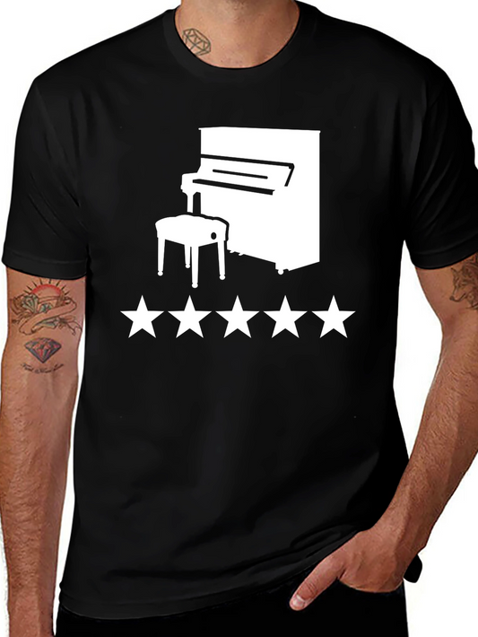 Piano Star T-Shirt - Black Graphic Tee