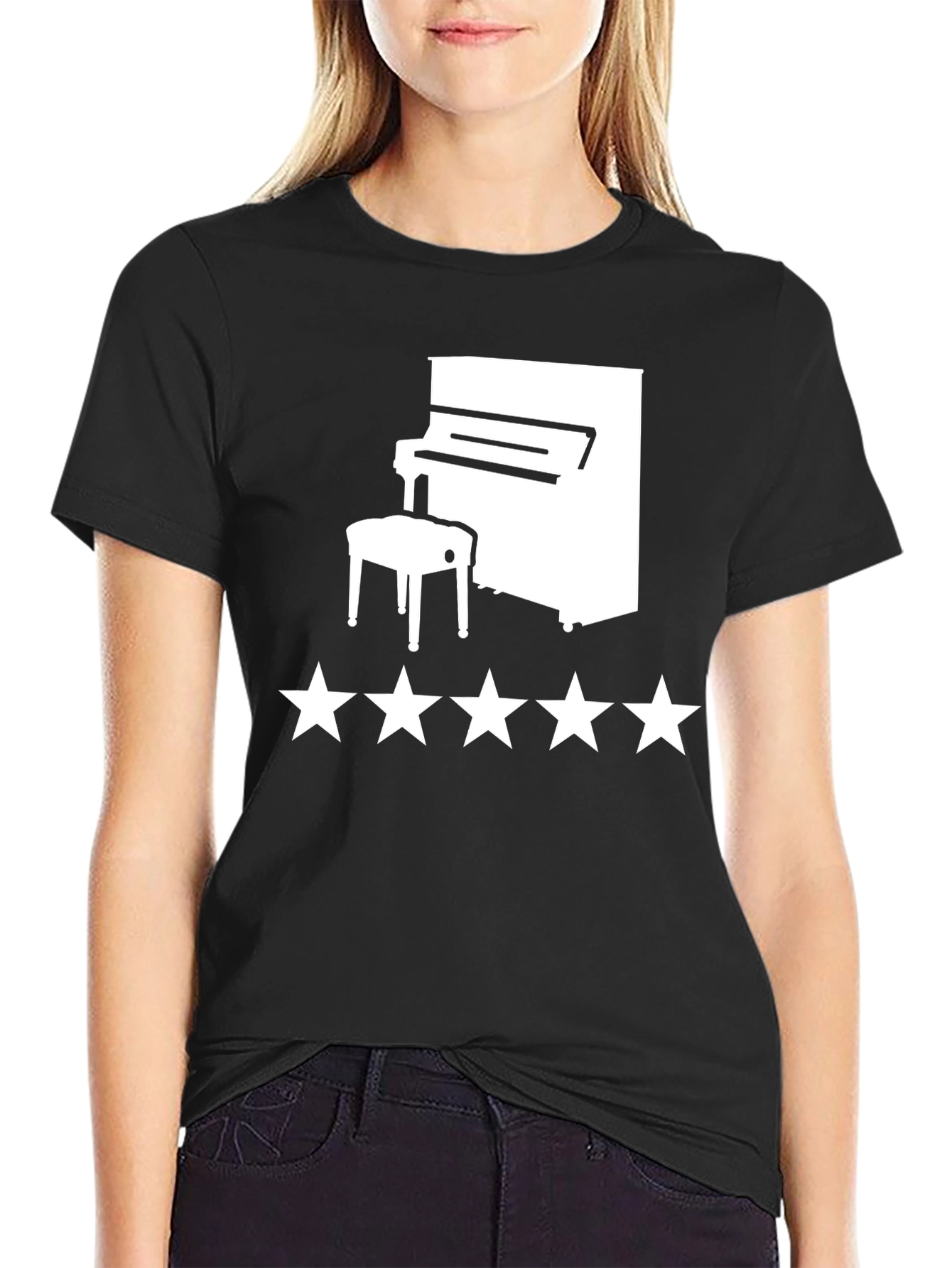 Piano Star T-Shirt - Black Graphic Tee