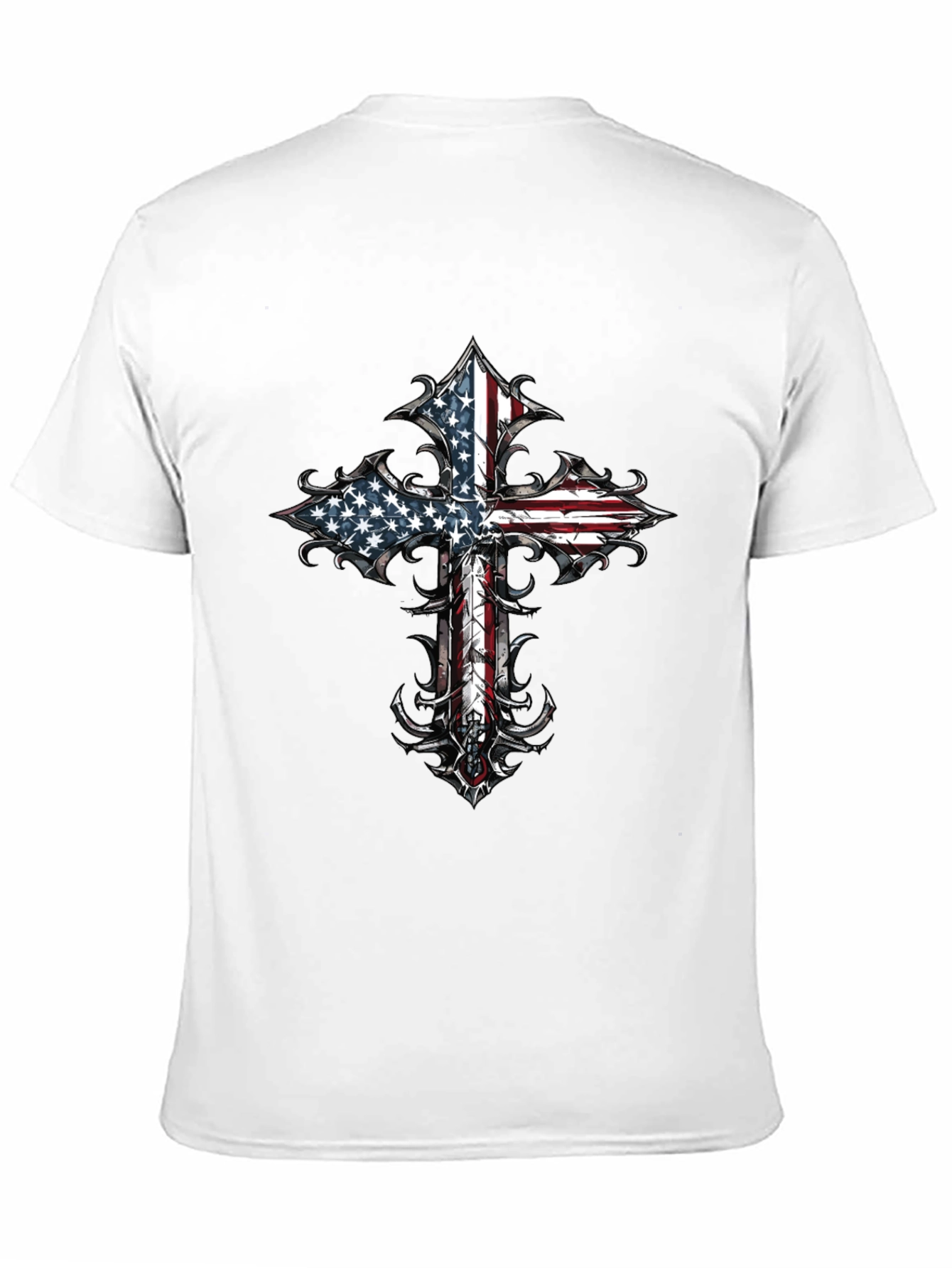 American Flag Cross Graphic Tee - Black