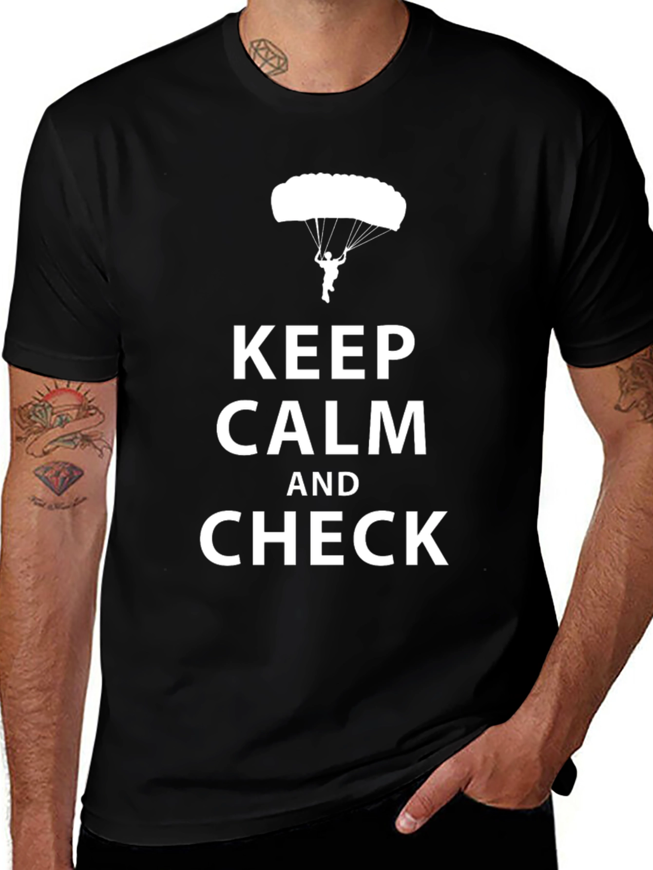 Keep Calm and Check Mens Black T-Shirt