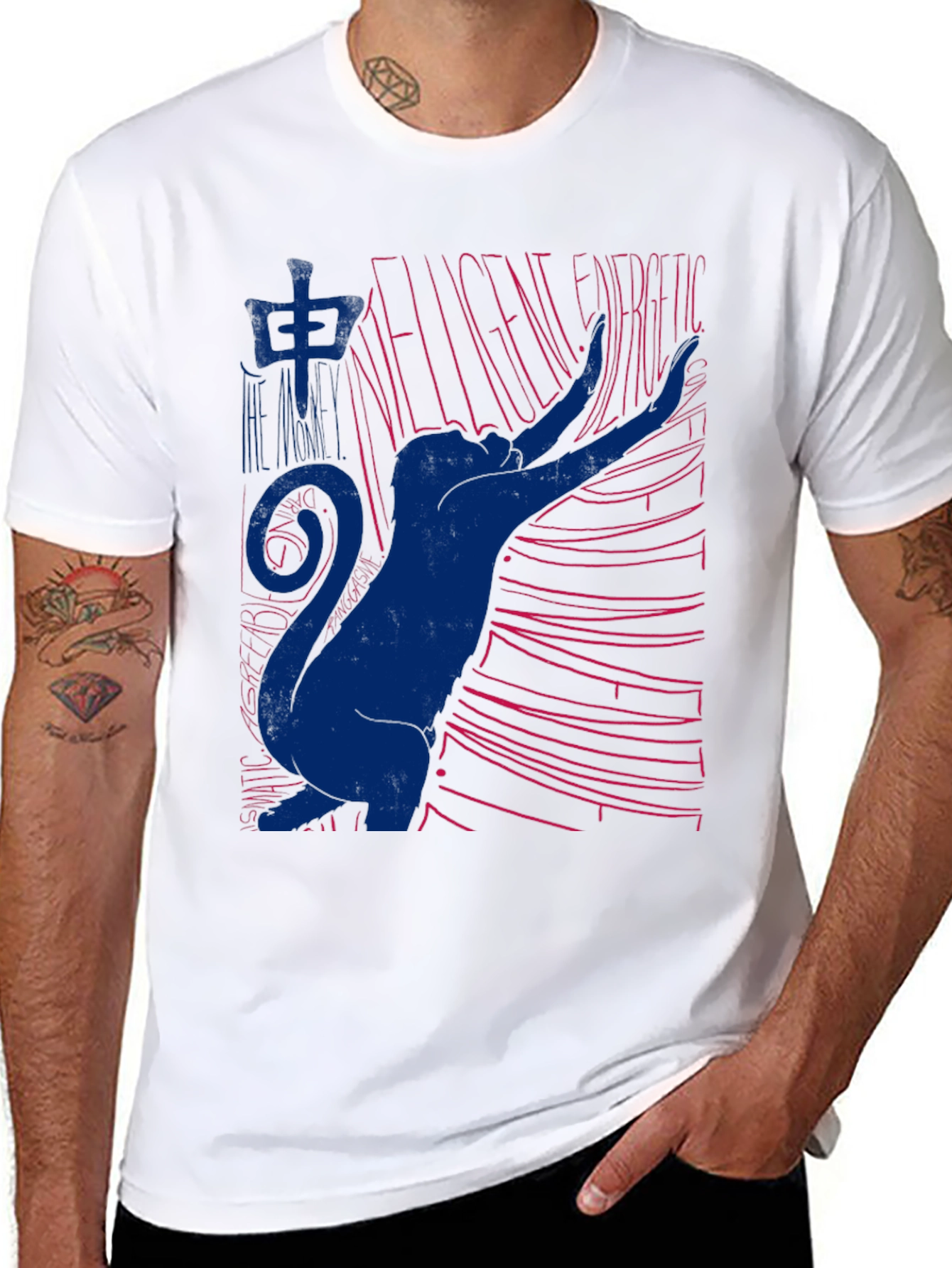 Abstract Cat Graphic T-Shirt - Black