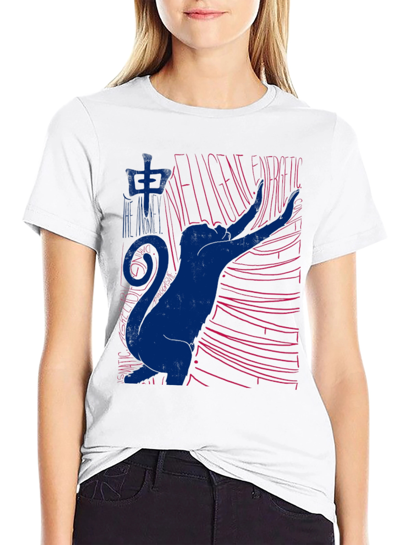 Abstract Cat Graphic T-Shirt - Black