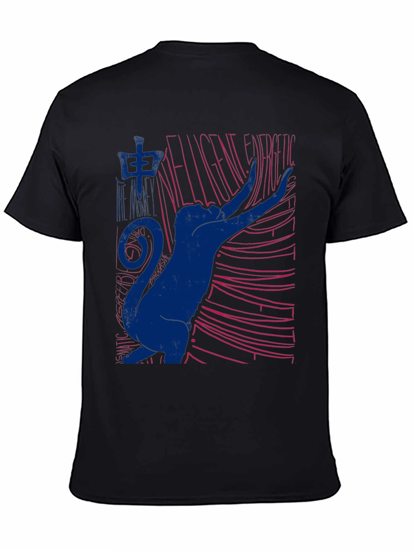 Abstract Cat Graphic T-Shirt - Black