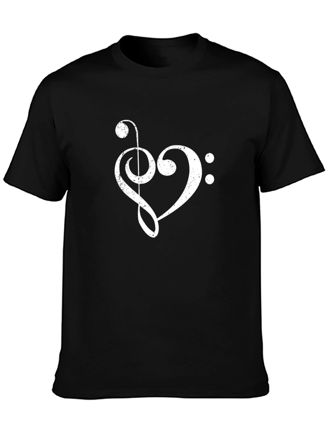 Musical Heart T-Shirt - Unique Bass Clef Design
