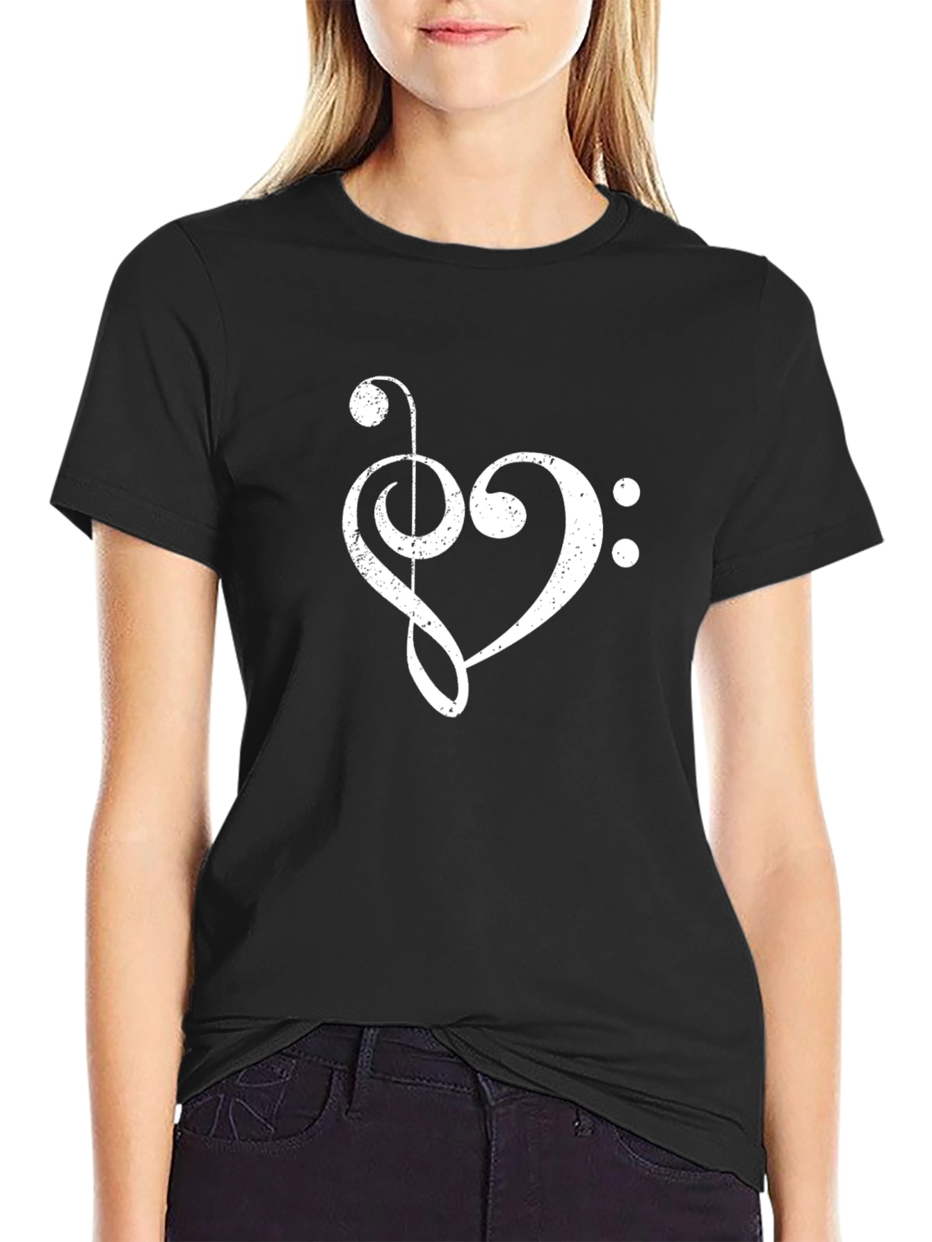 Musical Heart T-Shirt - Unique Bass Clef Design