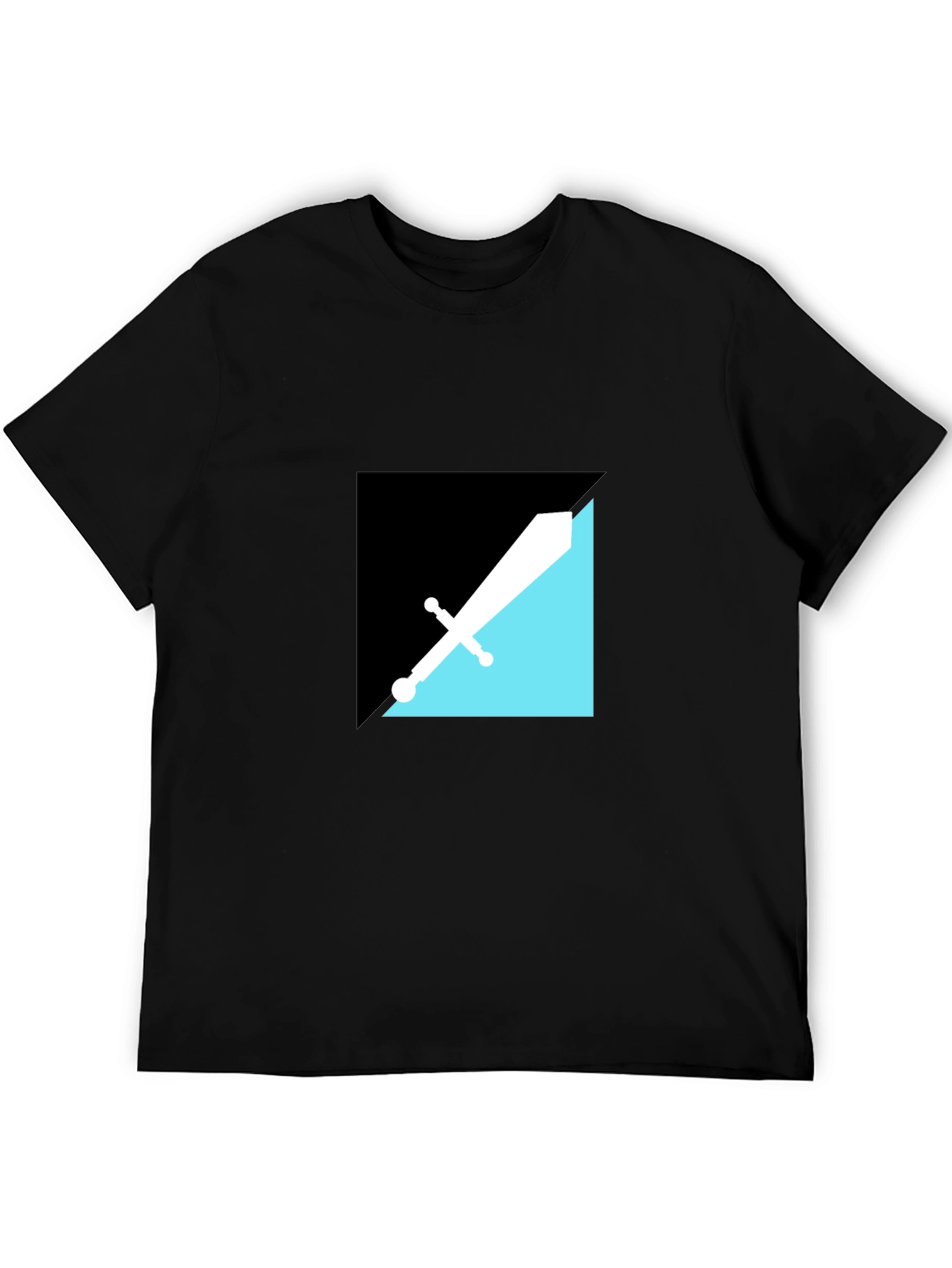 Modern Geometric Sword Graphic Tee - Black