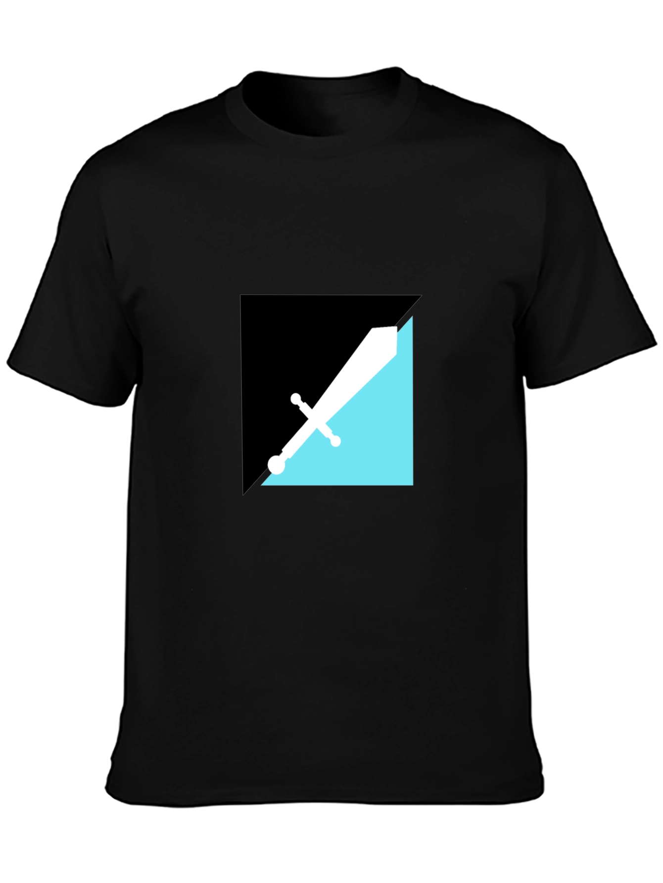 Modern Geometric Sword Graphic Tee - Black