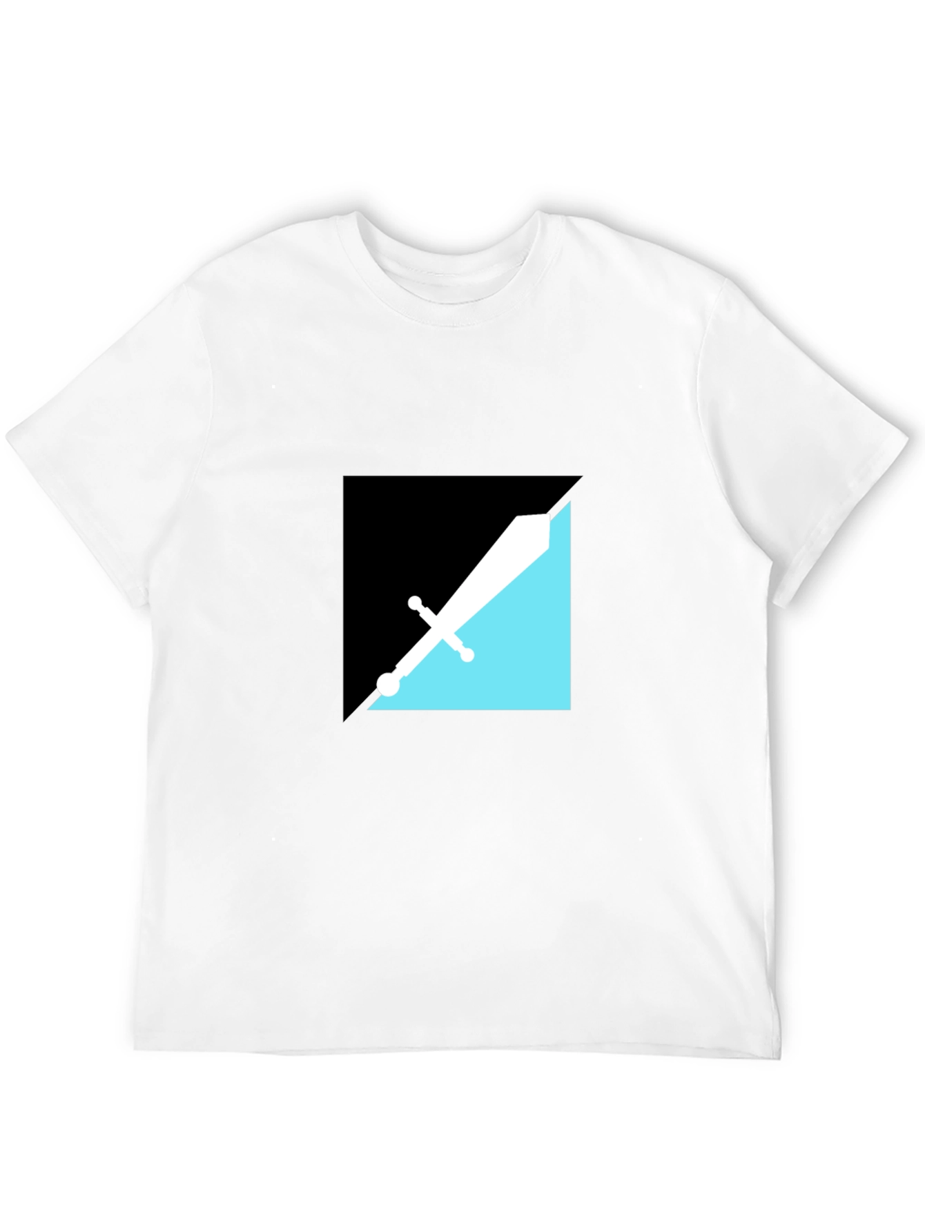 Modern Geometric Sword Graphic Tee - Black