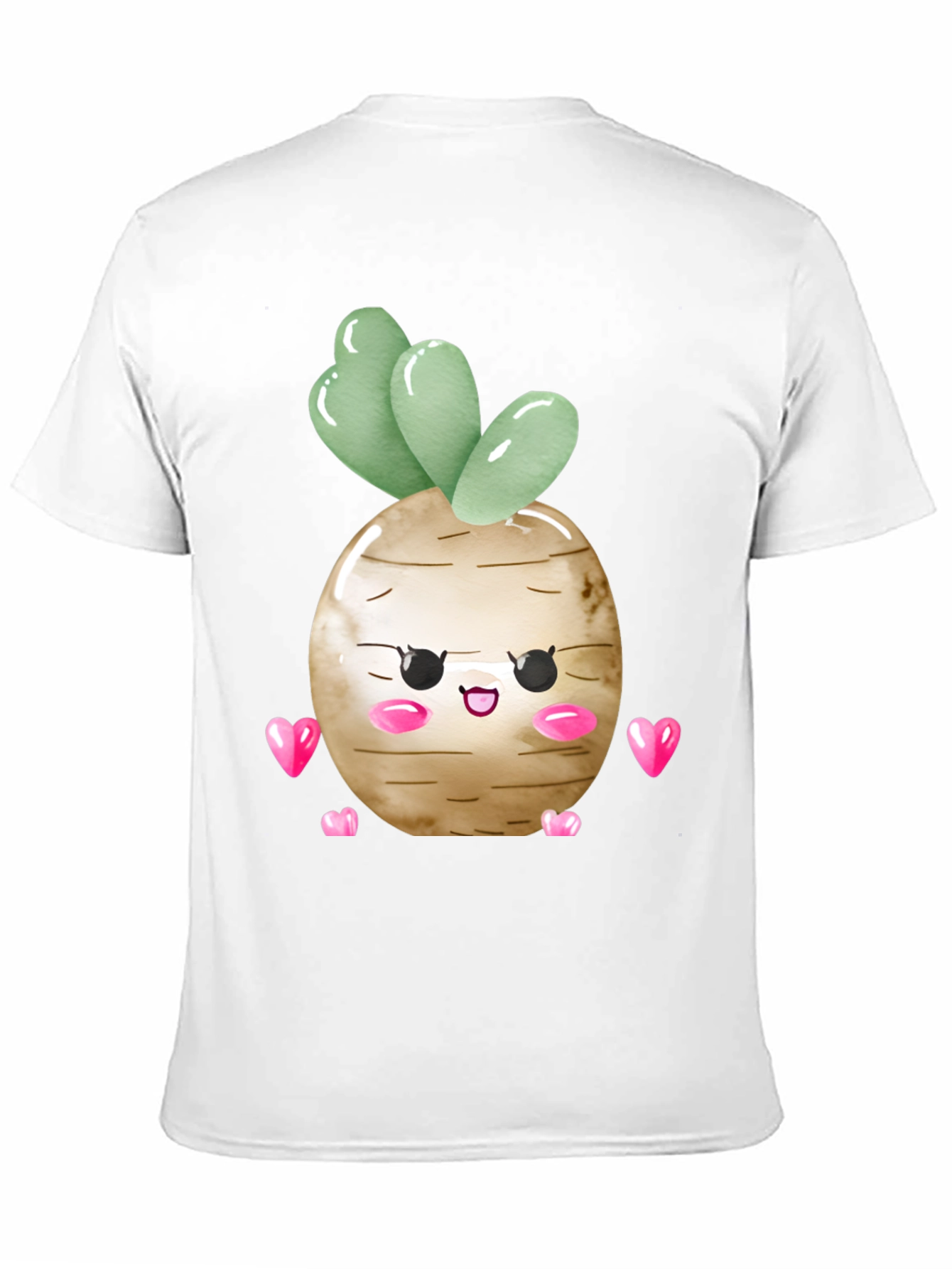 Cute Kawaii Turnip Vegetable Heart Graphic T-Shirt