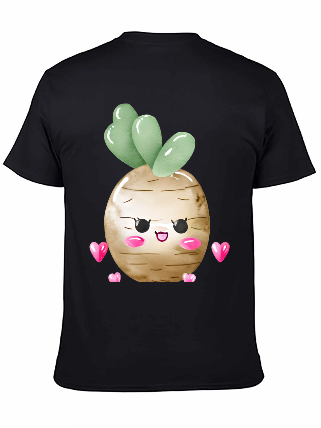 Cute Kawaii Turnip Vegetable Heart Graphic T-Shirt