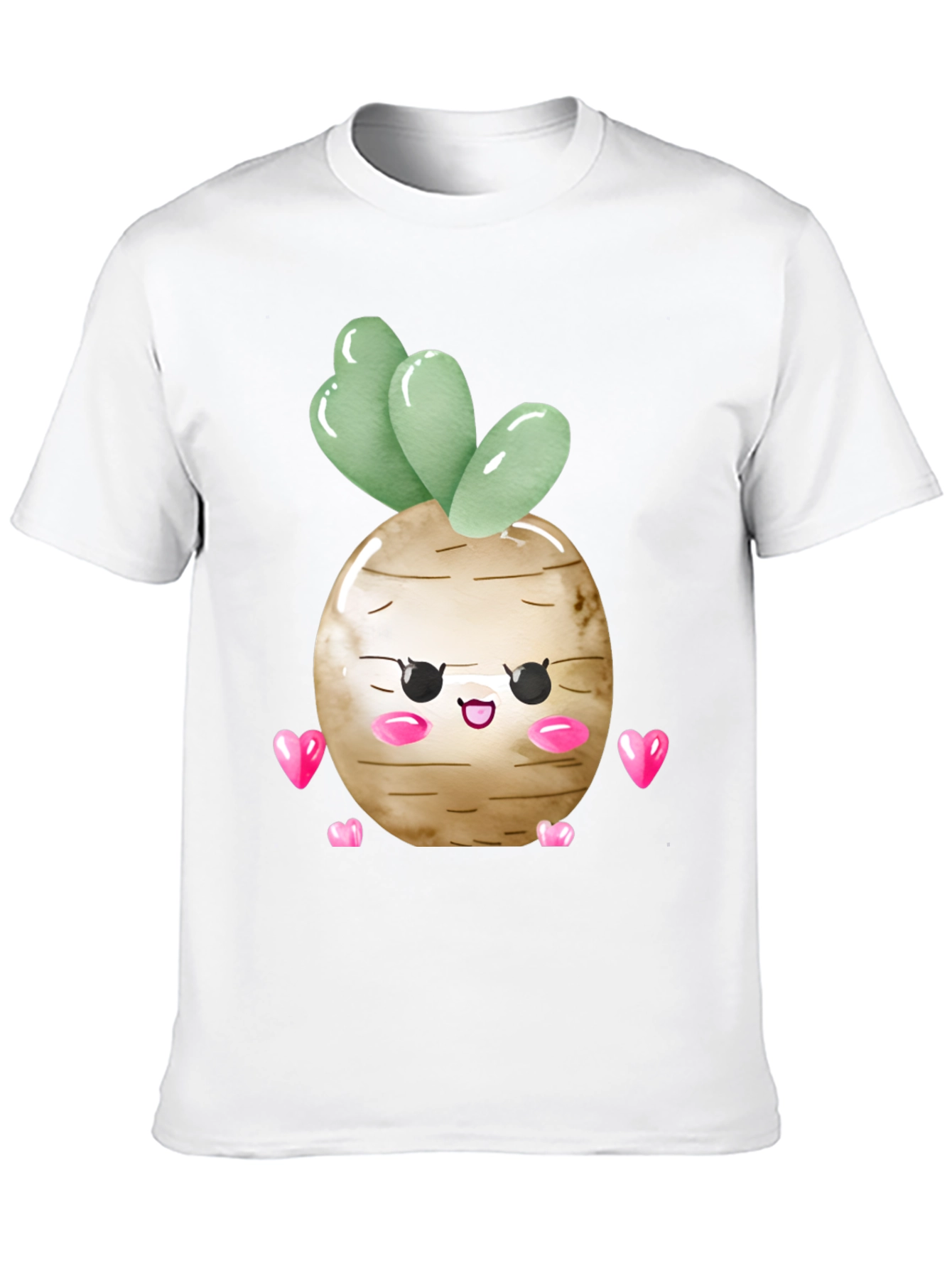Cute Kawaii Turnip Vegetable Heart Graphic T-Shirt