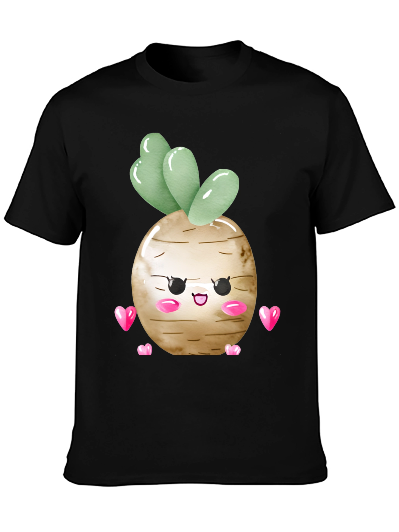 Cute Kawaii Turnip Vegetable Heart Graphic T-Shirt