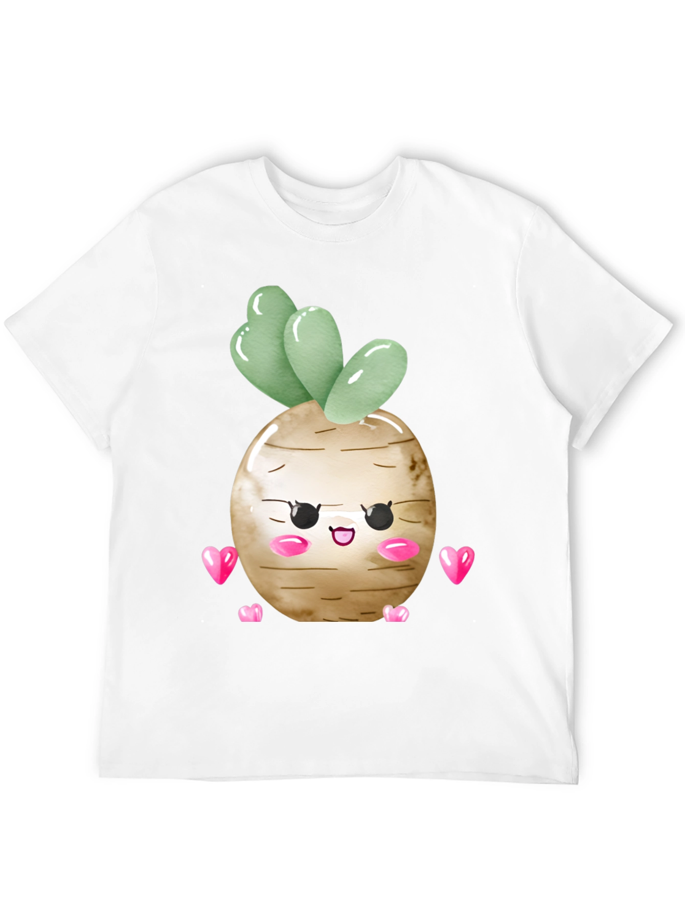 Cute Kawaii Turnip Vegetable Heart Graphic T-Shirt