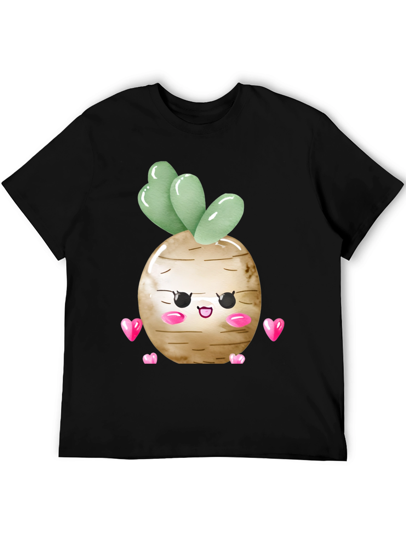 Cute Kawaii Turnip Vegetable Heart Graphic T-Shirt