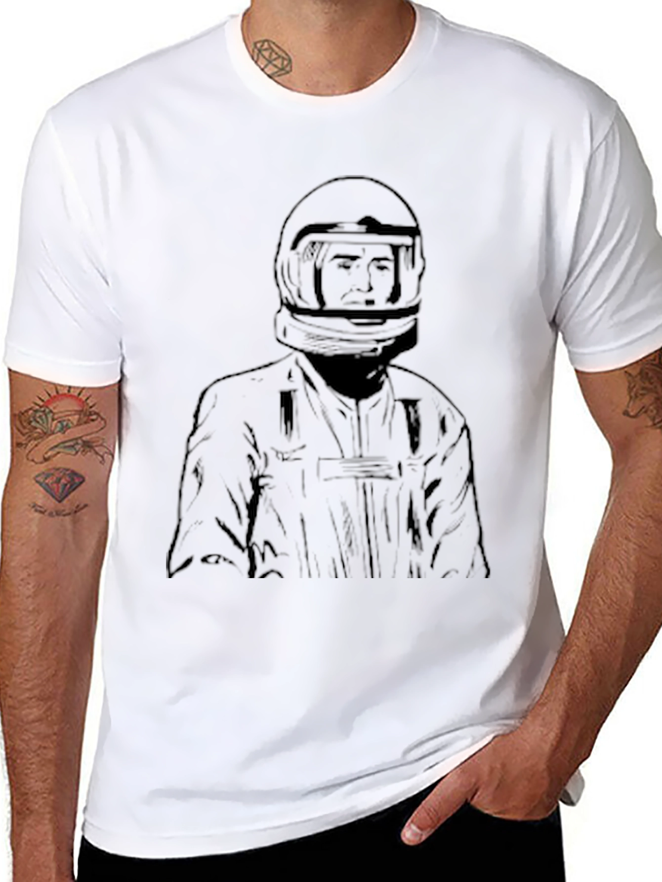 Racer Graphic Tee - Black Cotton T-Shirt