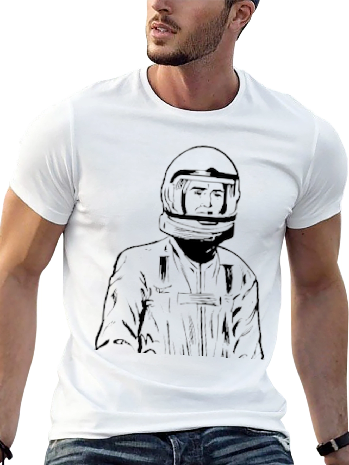 Racer Graphic Tee - Black Cotton T-Shirt