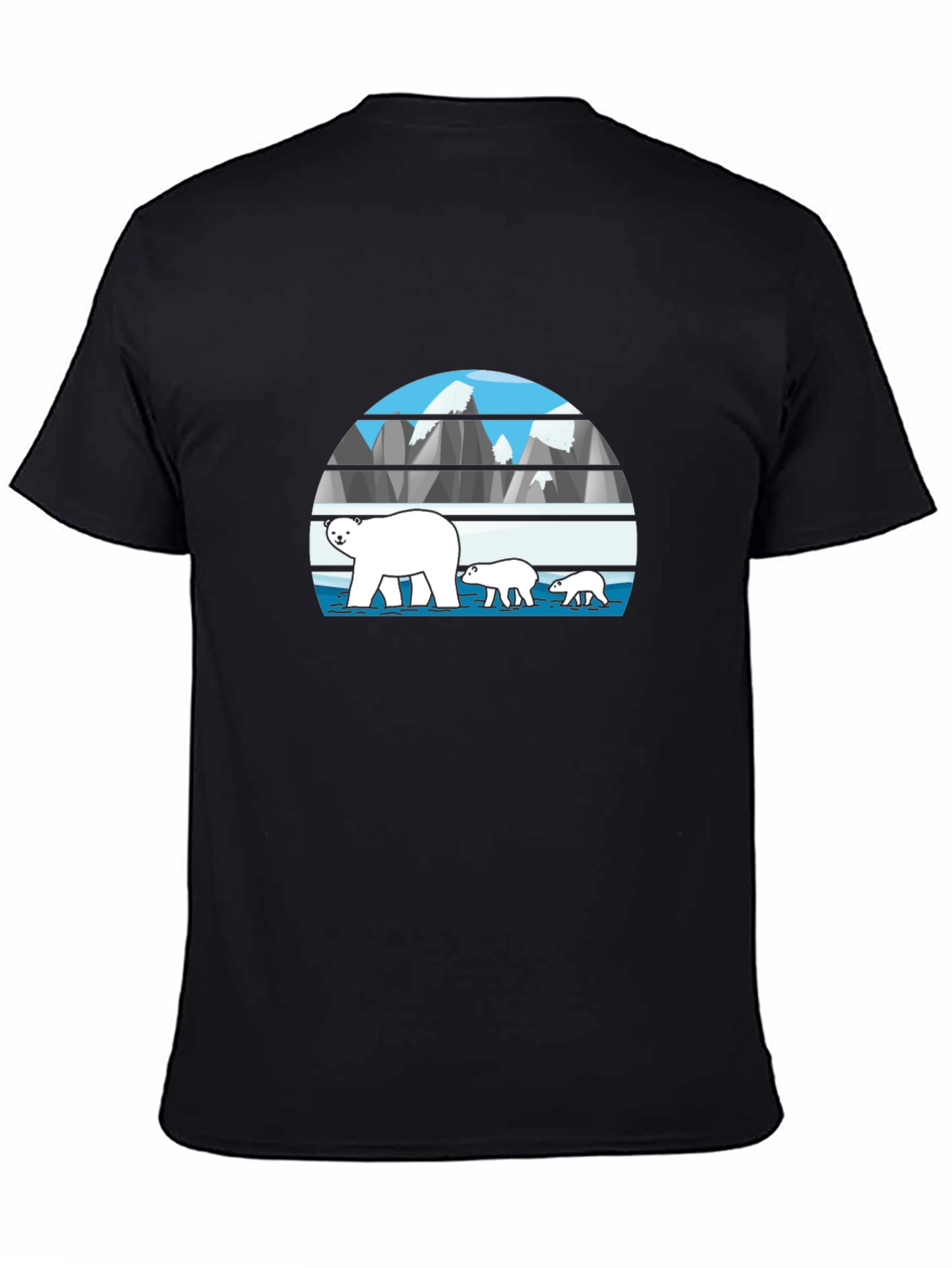 Polar Bear Family Graphic Tee - Black
