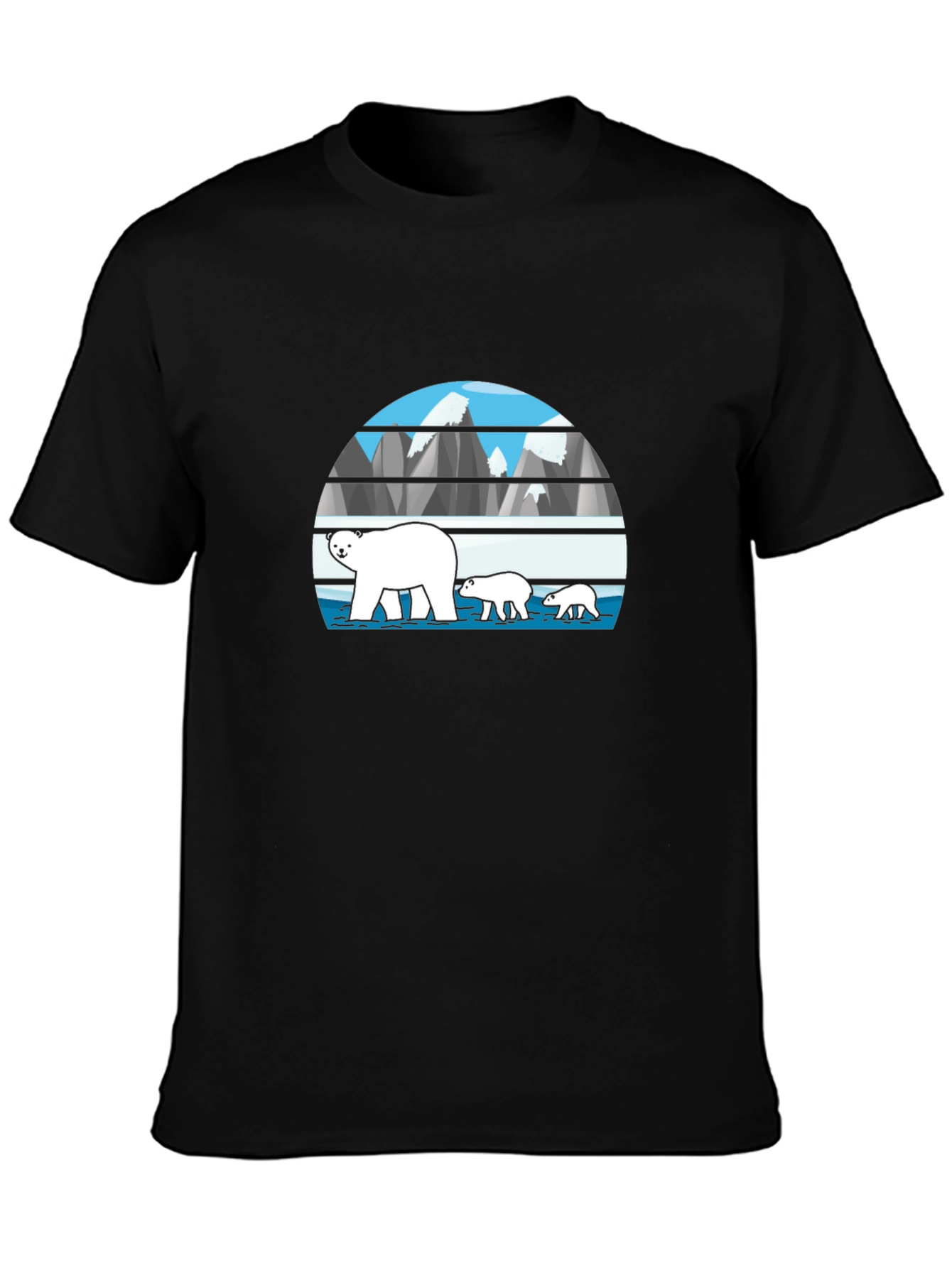 Polar Bear Family Graphic Tee - Black