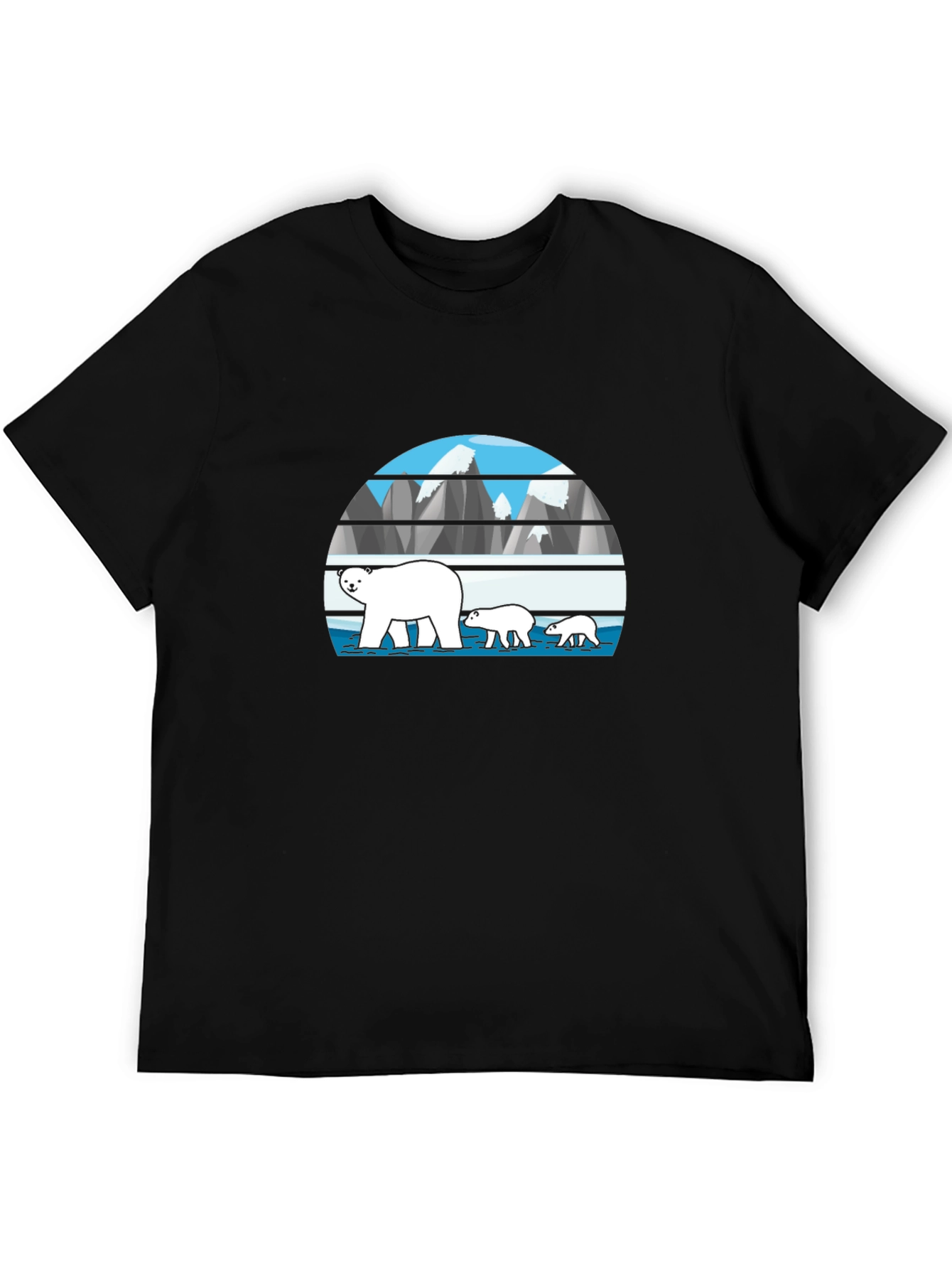 Polar Bear Family Graphic Tee - Black