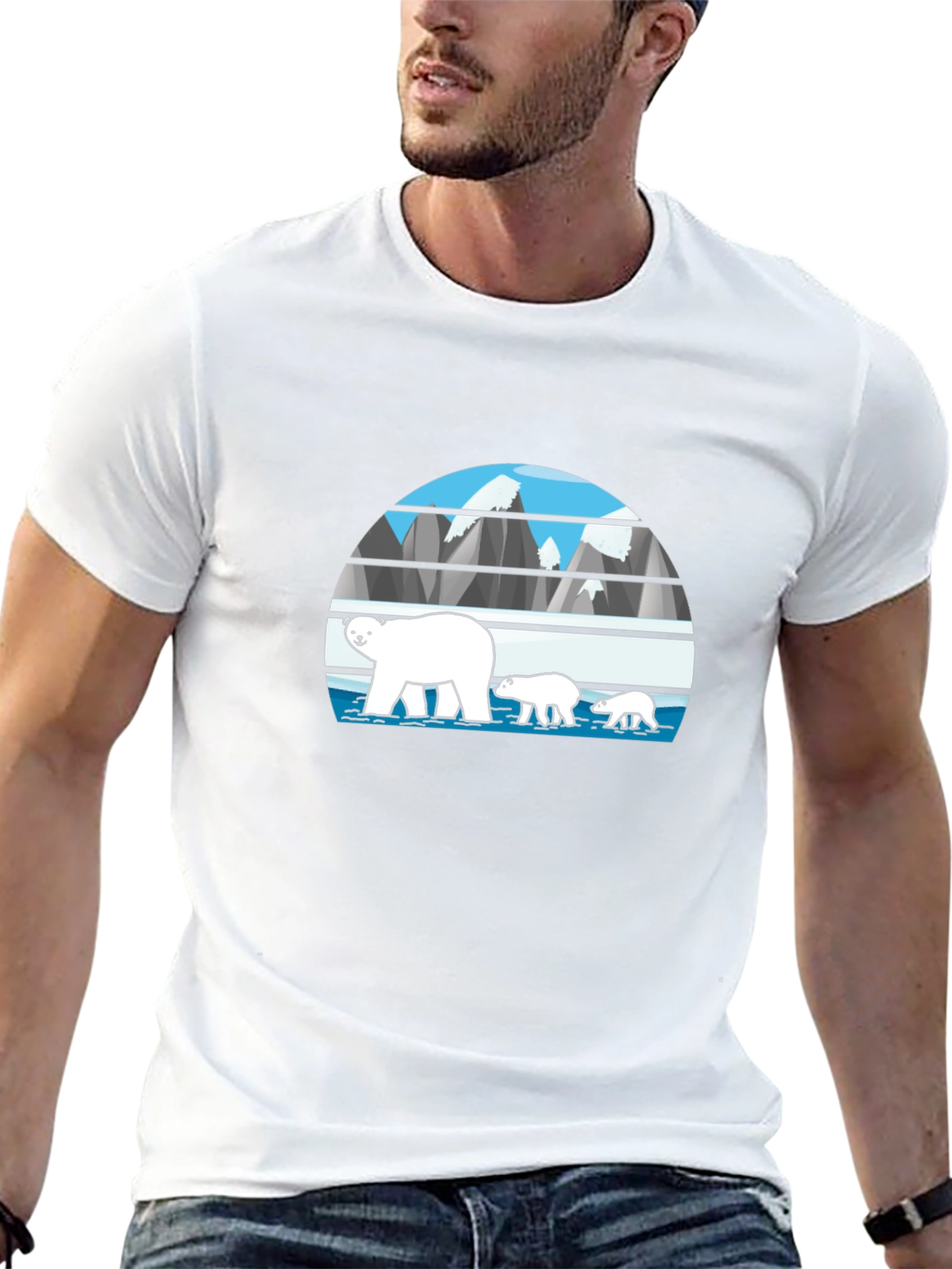 Polar Bear Family Graphic Tee - Black