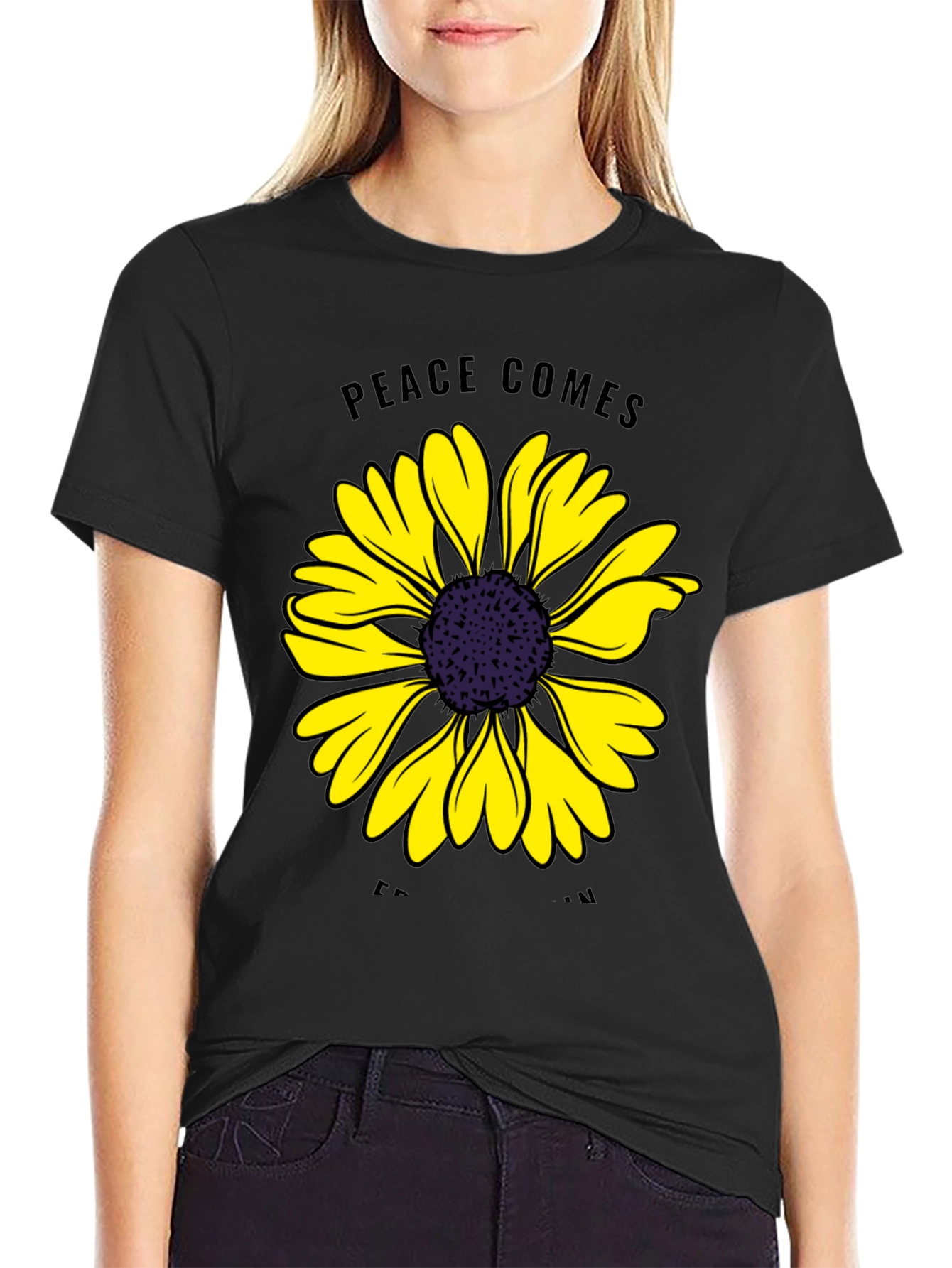 Peace Comes From Within Sunflower Graphic Tee