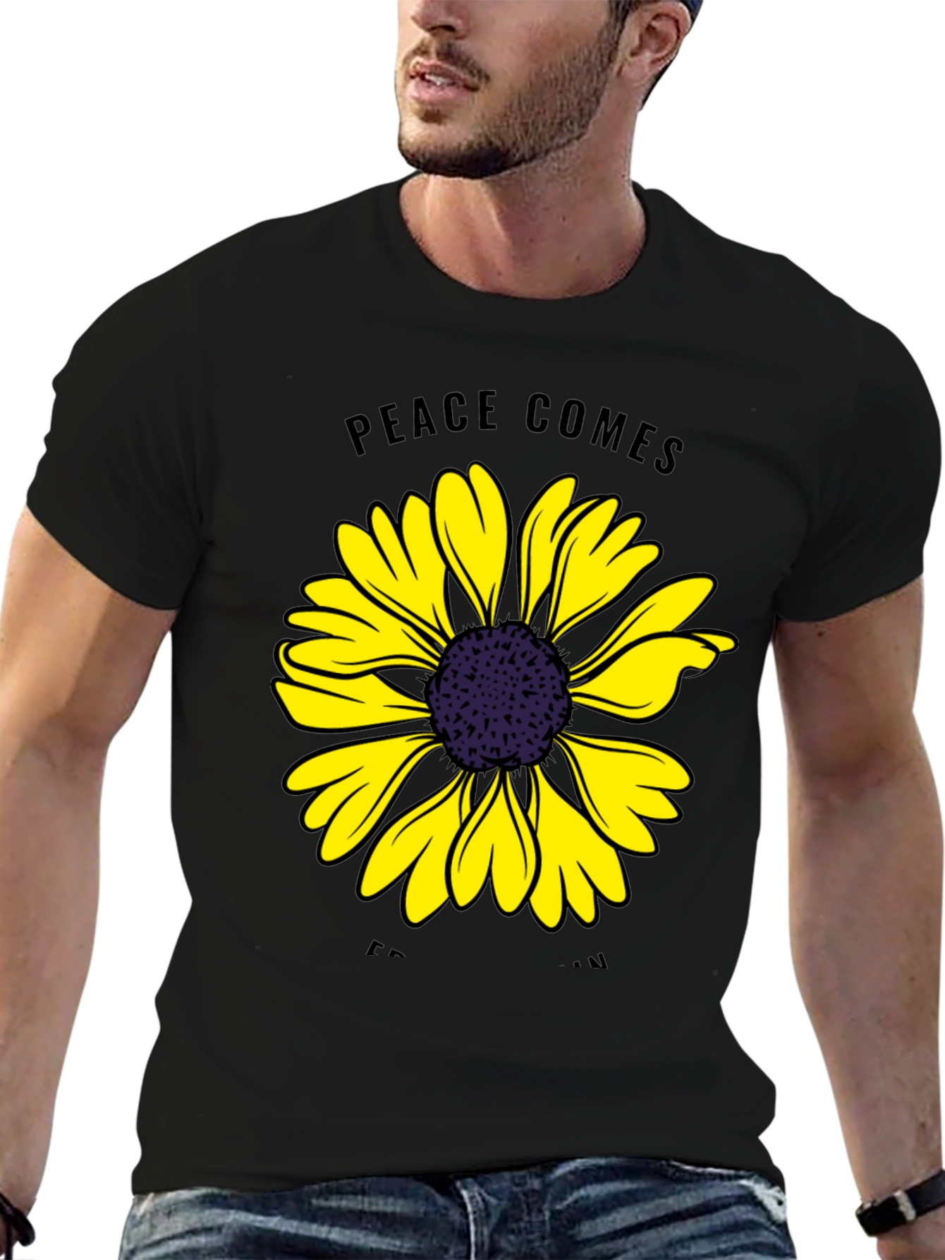 Peace Comes From Within Sunflower Graphic Tee