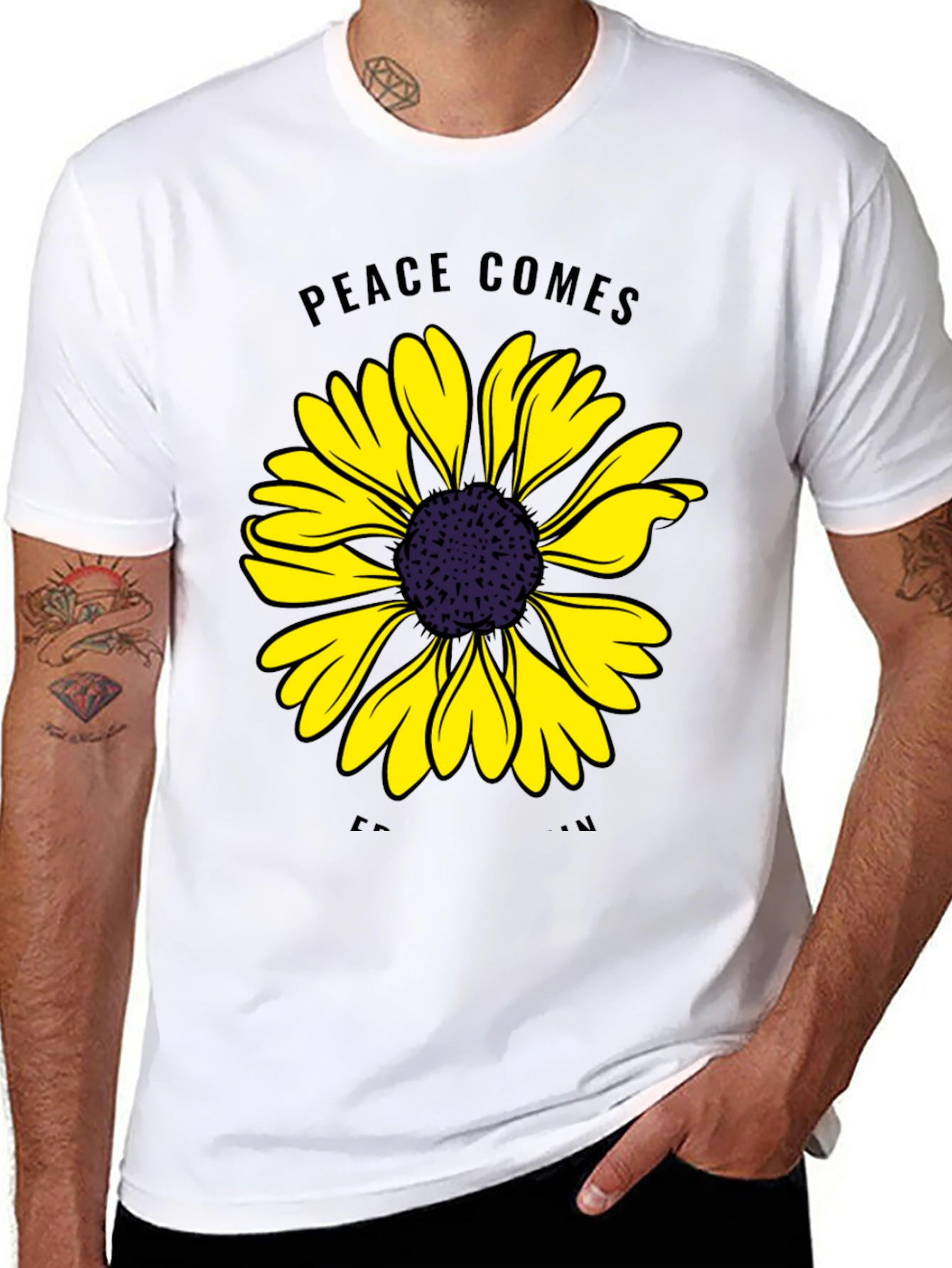 Peace Comes From Within Sunflower Graphic Tee