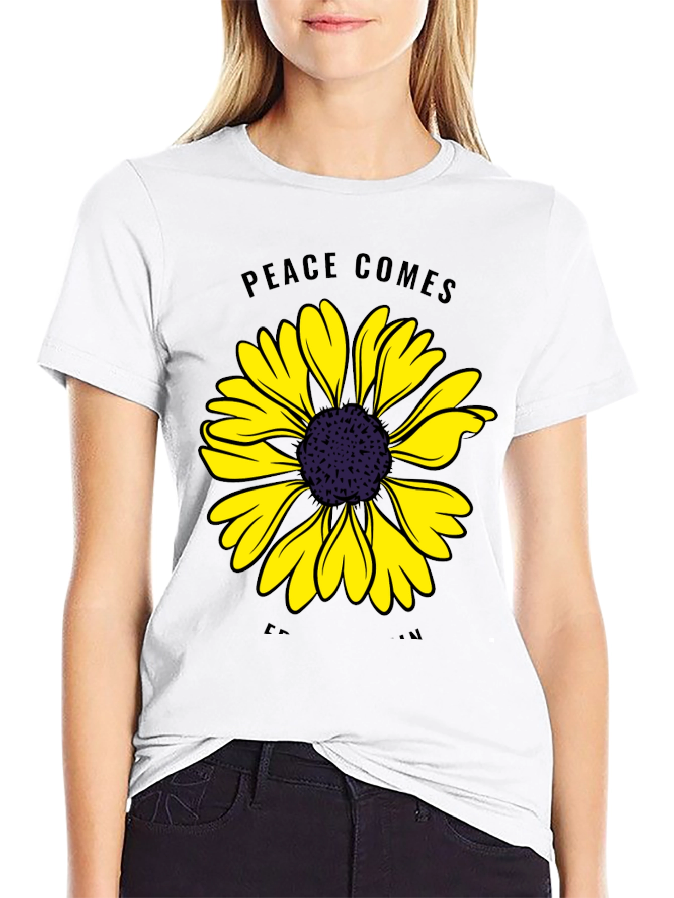 Peace Comes From Within Sunflower Graphic Tee