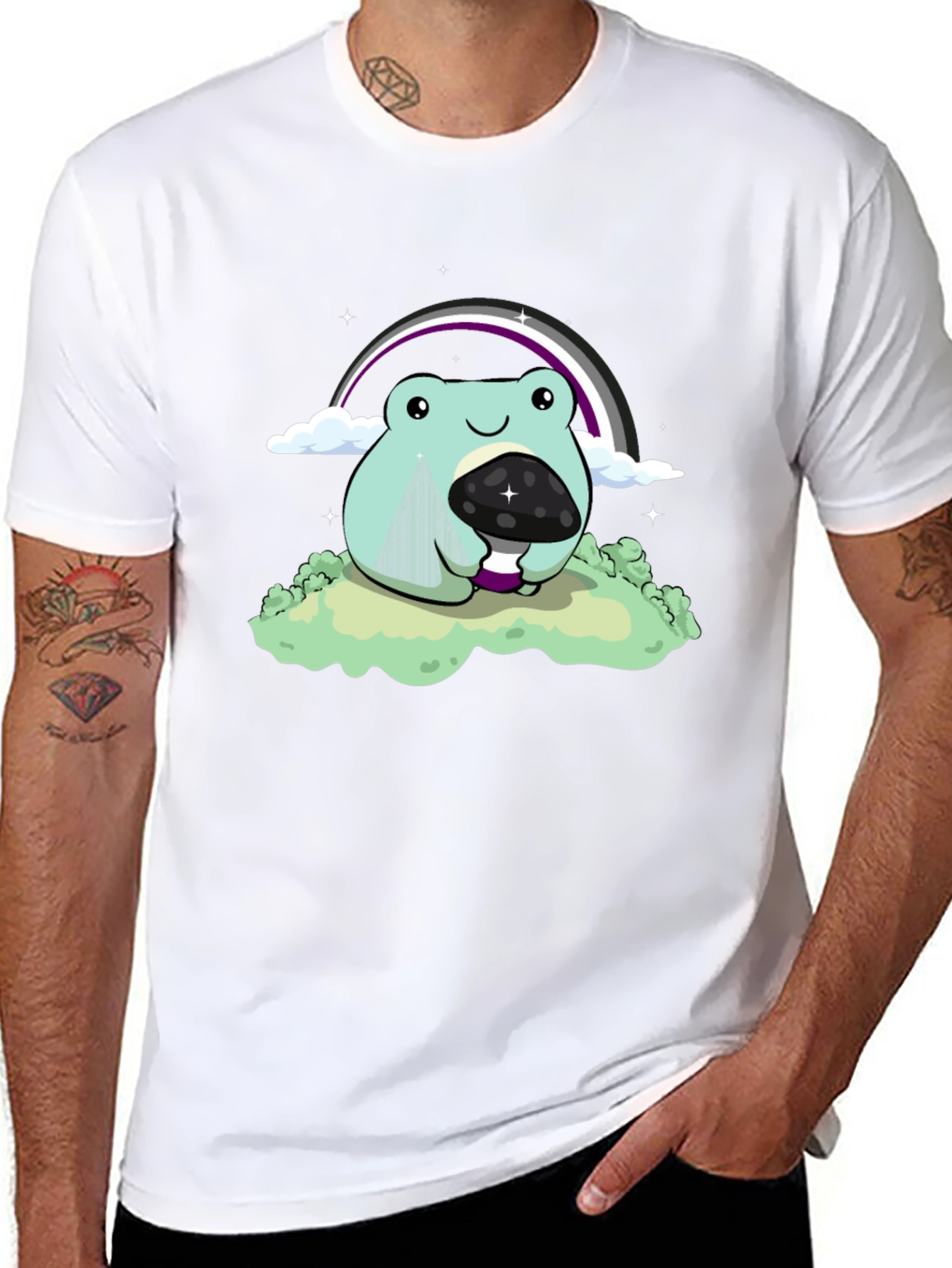 Frog & Mushroom T-Shirt - Ace Pride Design