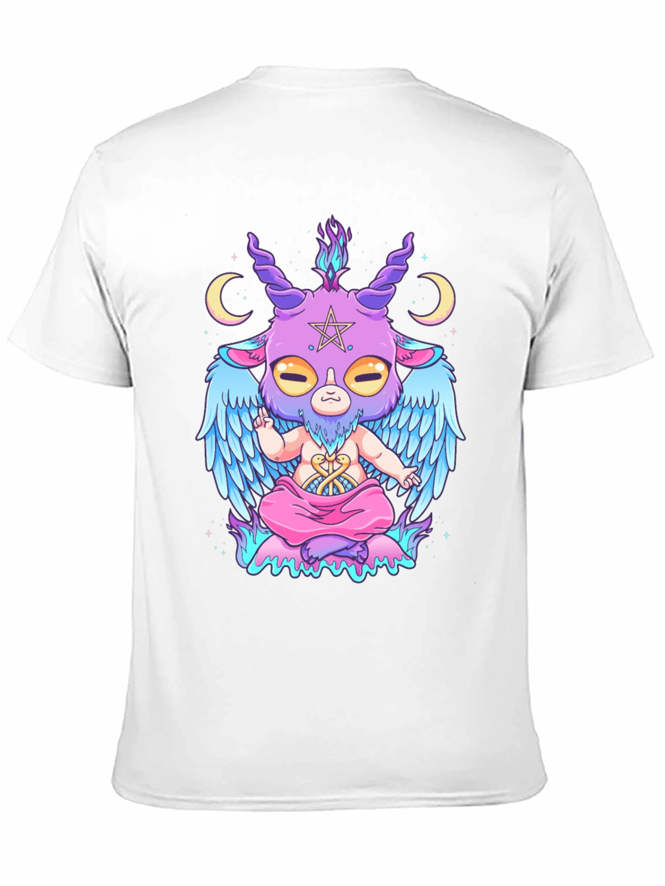 Baphomet Cartoon Graphic Tee - Black Cotton T-Shirt