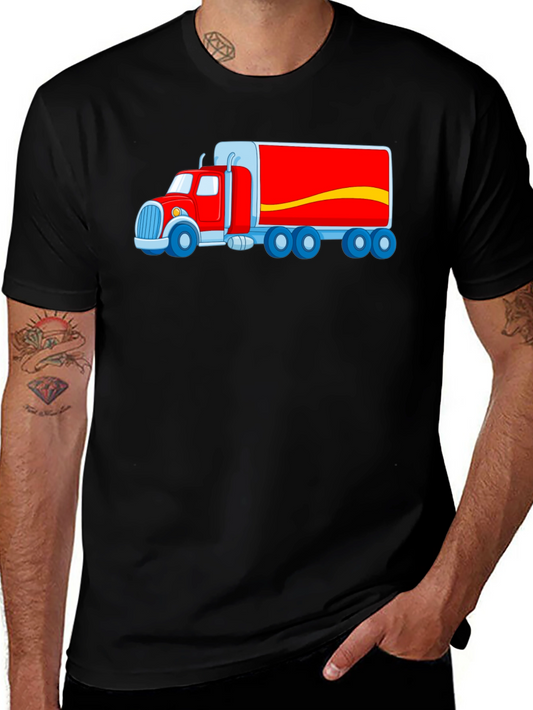 Truck Graphic Tee - Black Cotton Blend Comfort Fit
