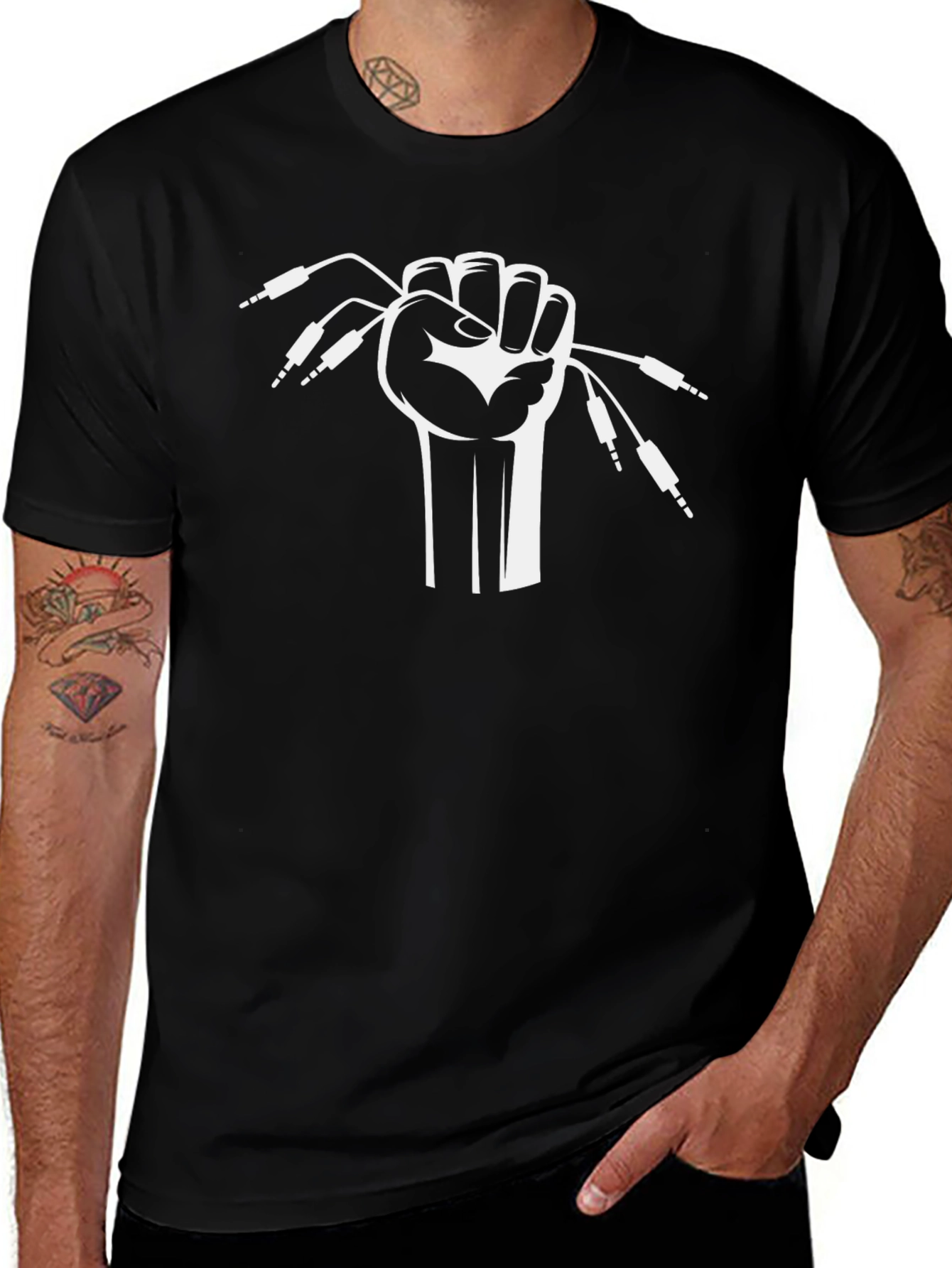 DJ Audio Cable Fist Graphic T-Shirt
